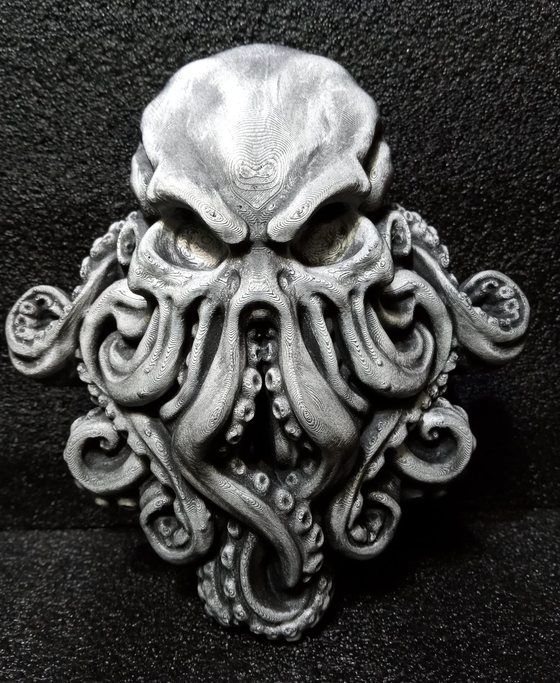 Cthulhu  - charcoal black polymaker and silver rub-n-buff - 3d model