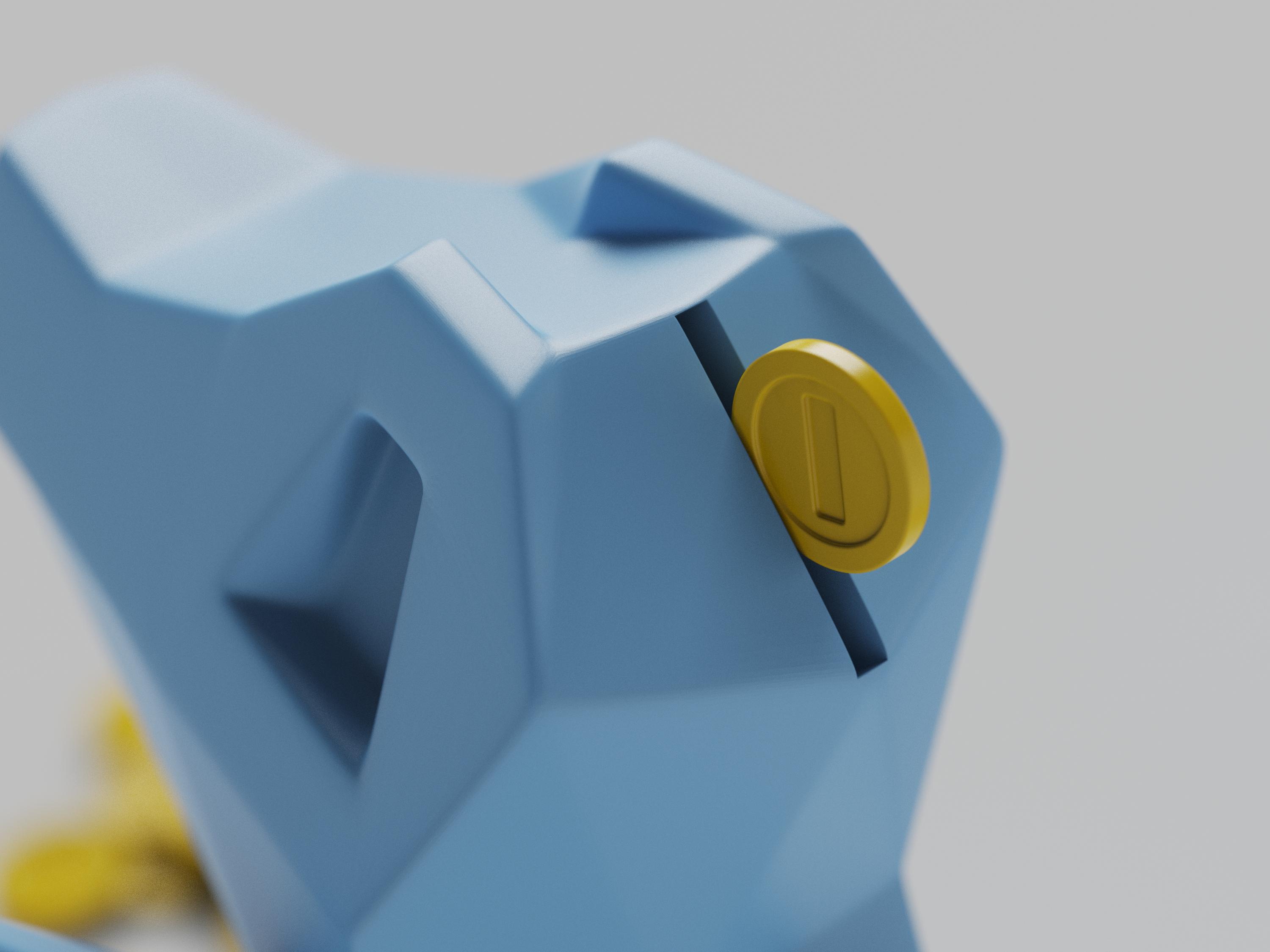 Low-poly Totodile - Piggy Bank 3d model