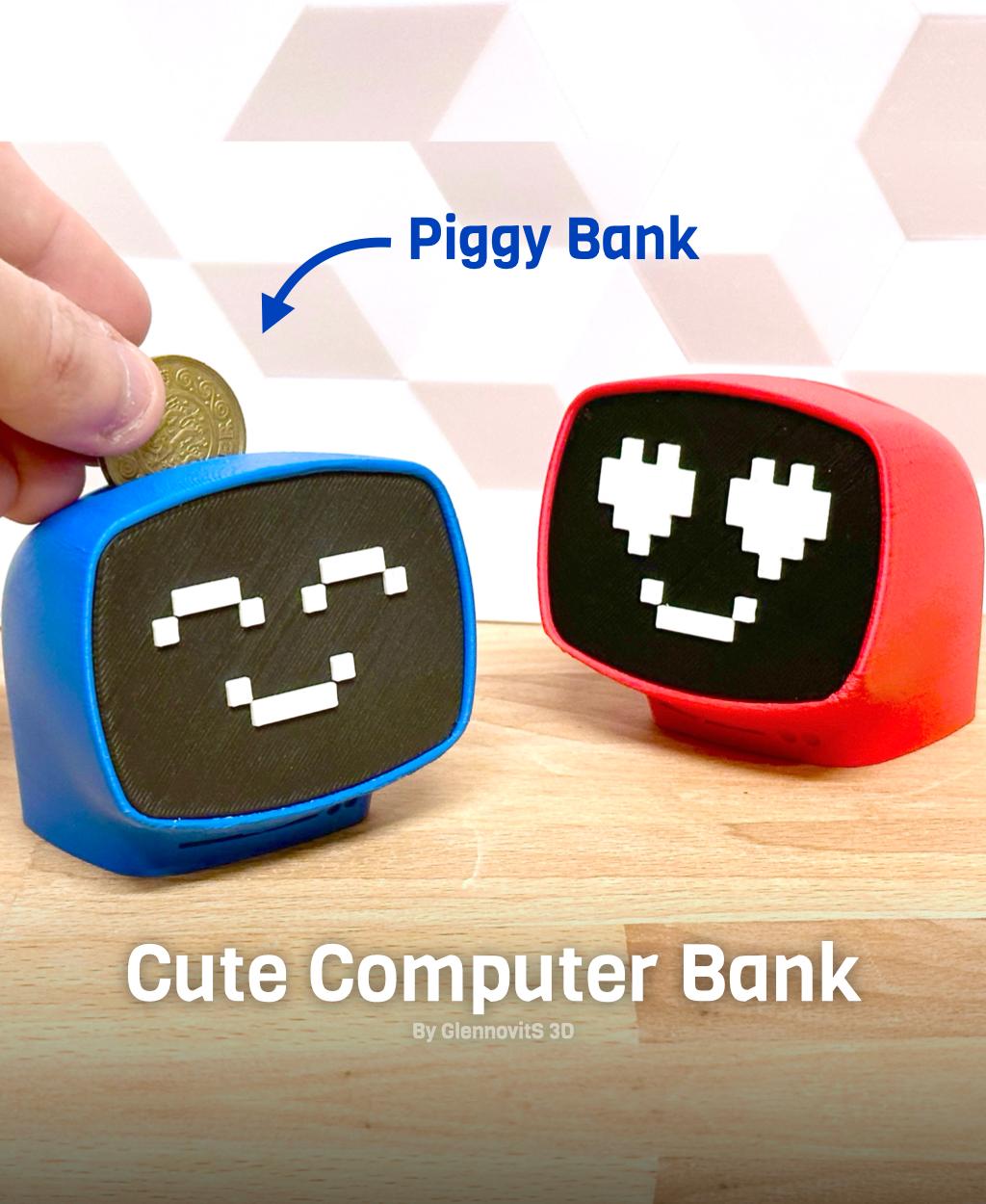 Cute Computer Bank (desk companion - kawaii piggy bank) 3d model