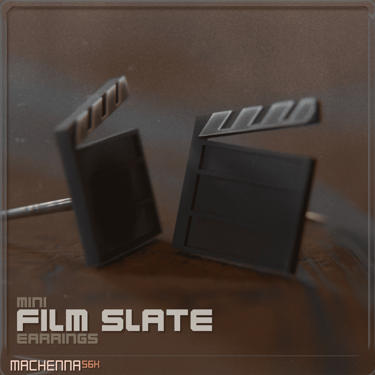 Mini Film Slate Earrings 3d model