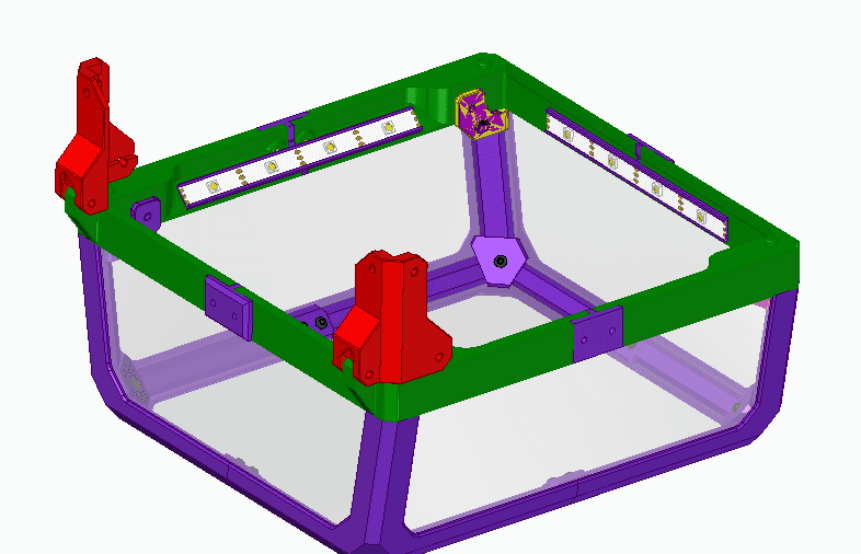 Improved Hinged Voron V0.1 Top-hat with LED holders  3d model