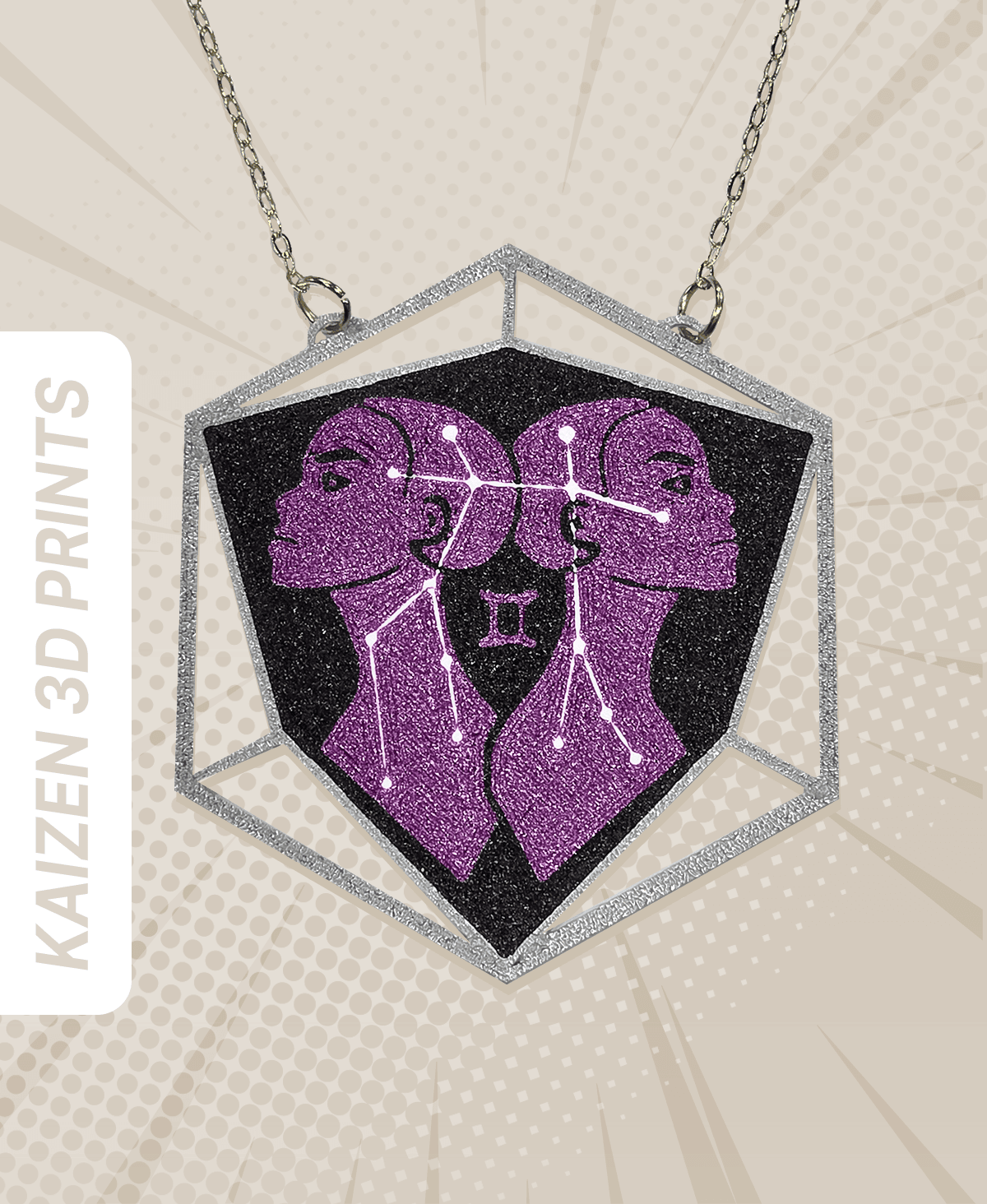 Gemini Astrology Pendant 3d model