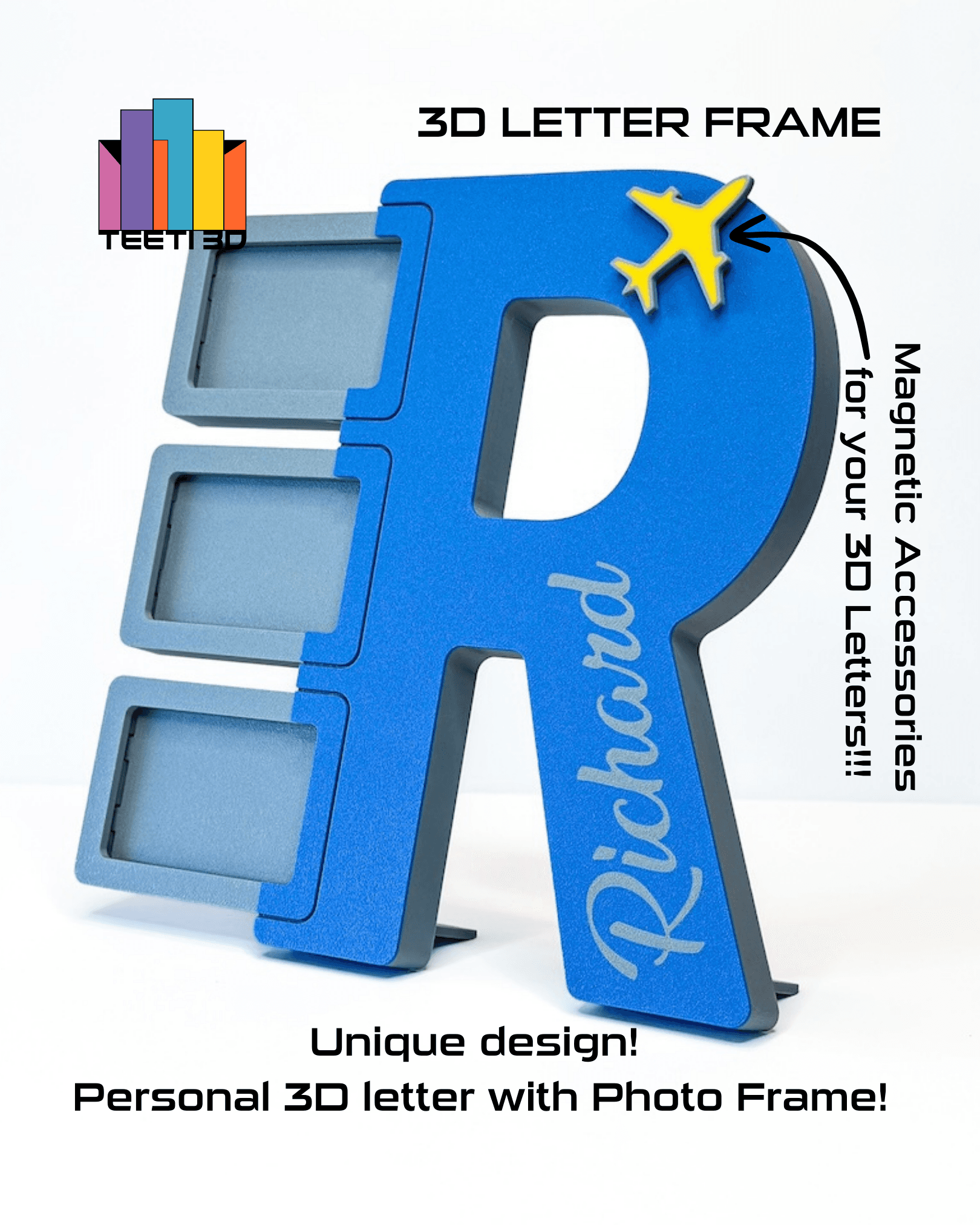 3D Letter "R" with Photo Frame 3d model