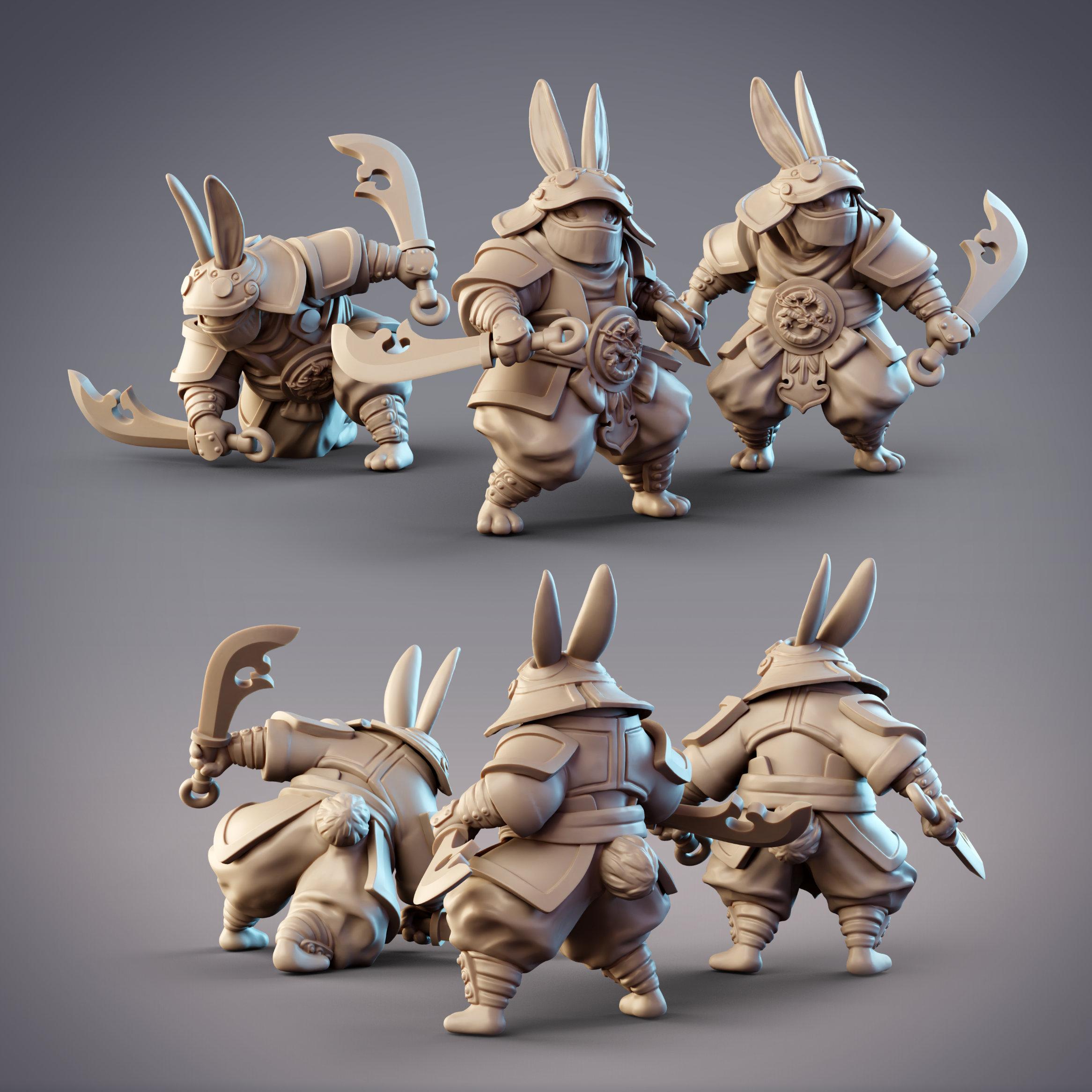 Rabbitfolk Warriors - Guanghan Assassins 3-Pack (Pre-Supported) 3d model