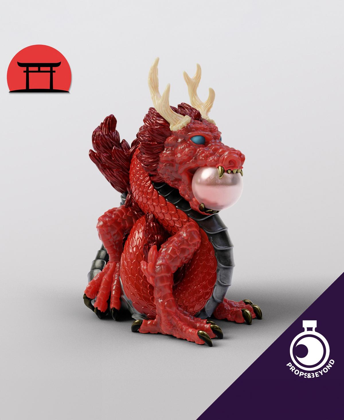 Pearlmaking Dragon Figurine 3d model