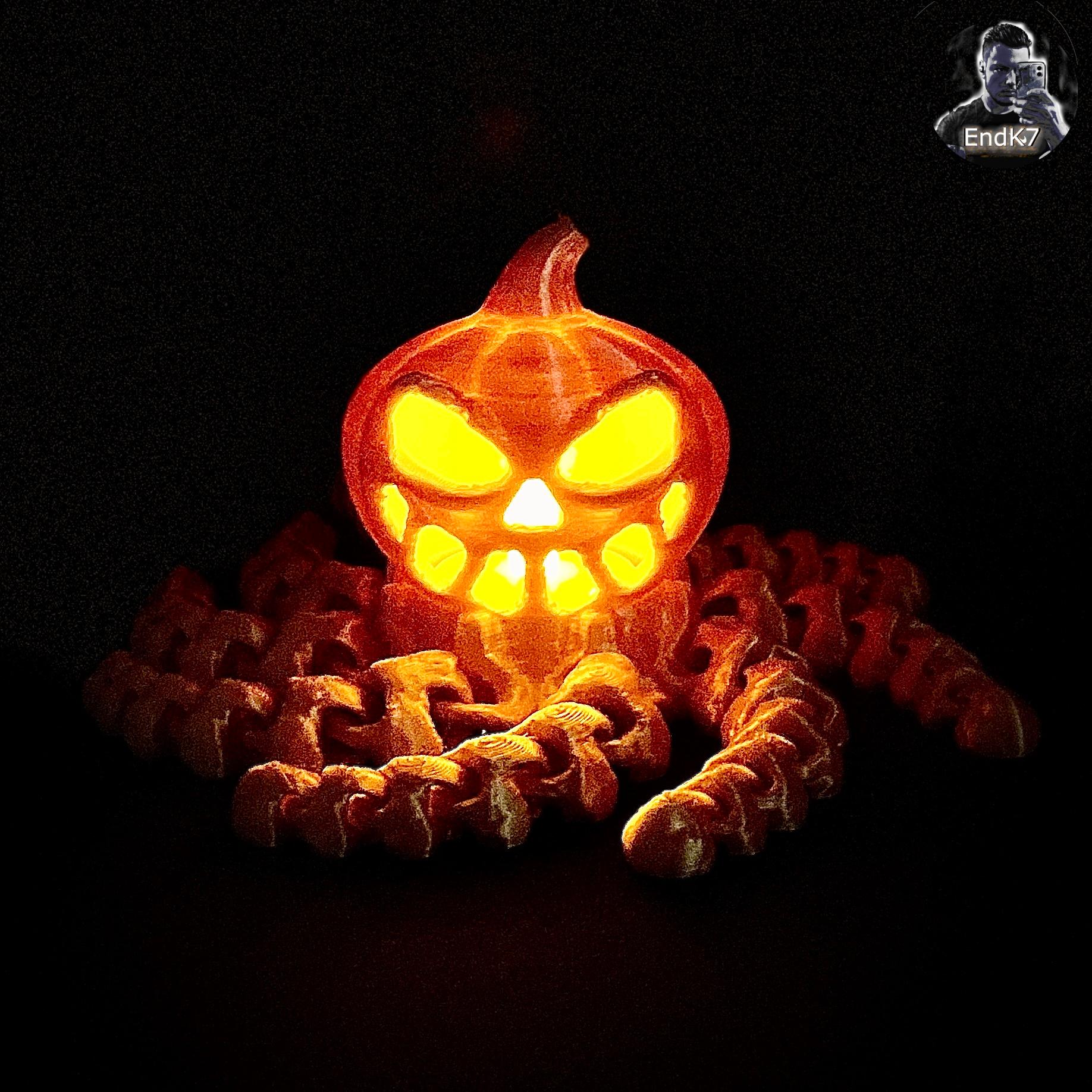 Pumptopus - Jack O'Lantern - Articulated - Print in Place - No Supports - Pumpkin 3d model