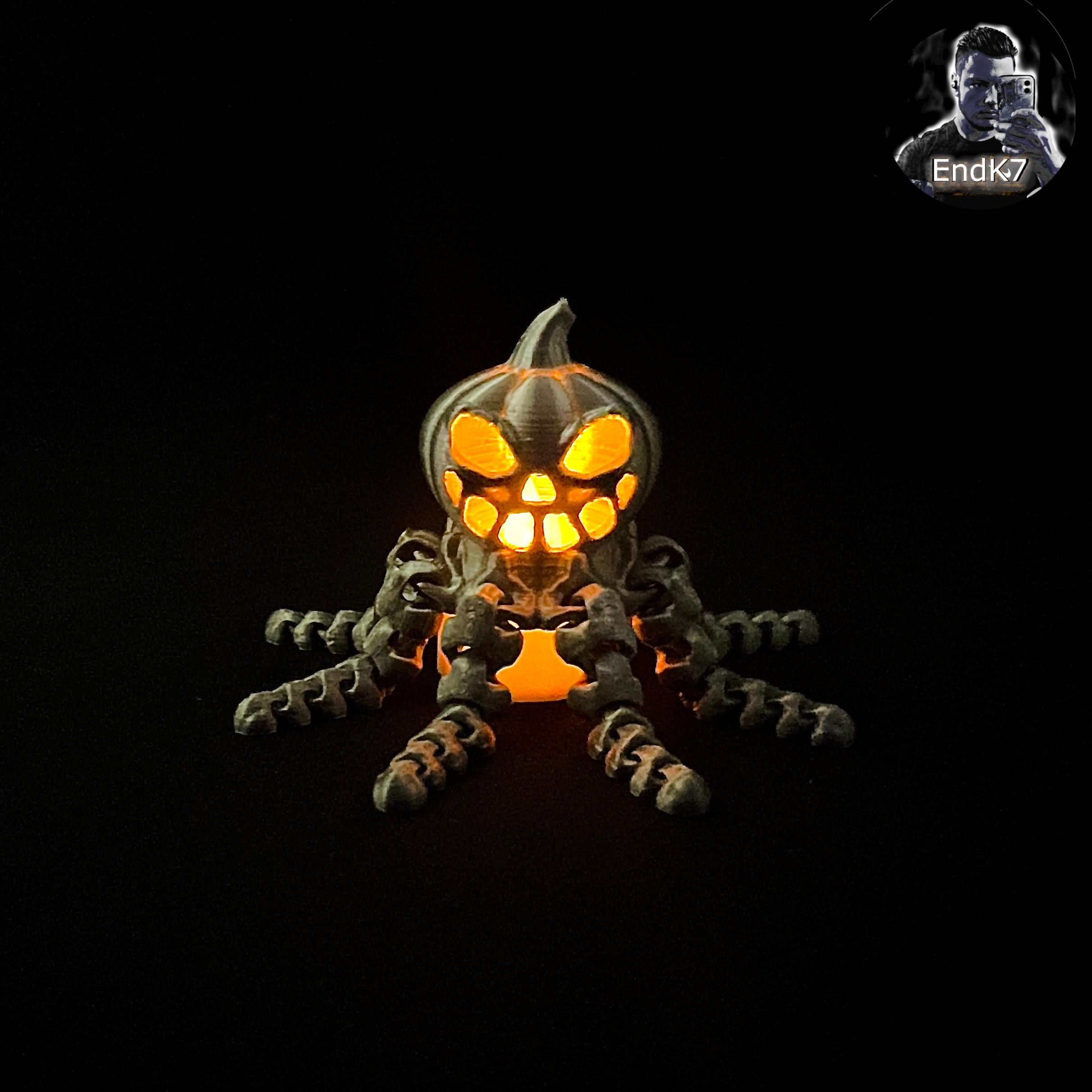 Pumptopus - Jack O'Lantern - Articulated - Print in Place - No Supports - Pumpkin 3d model