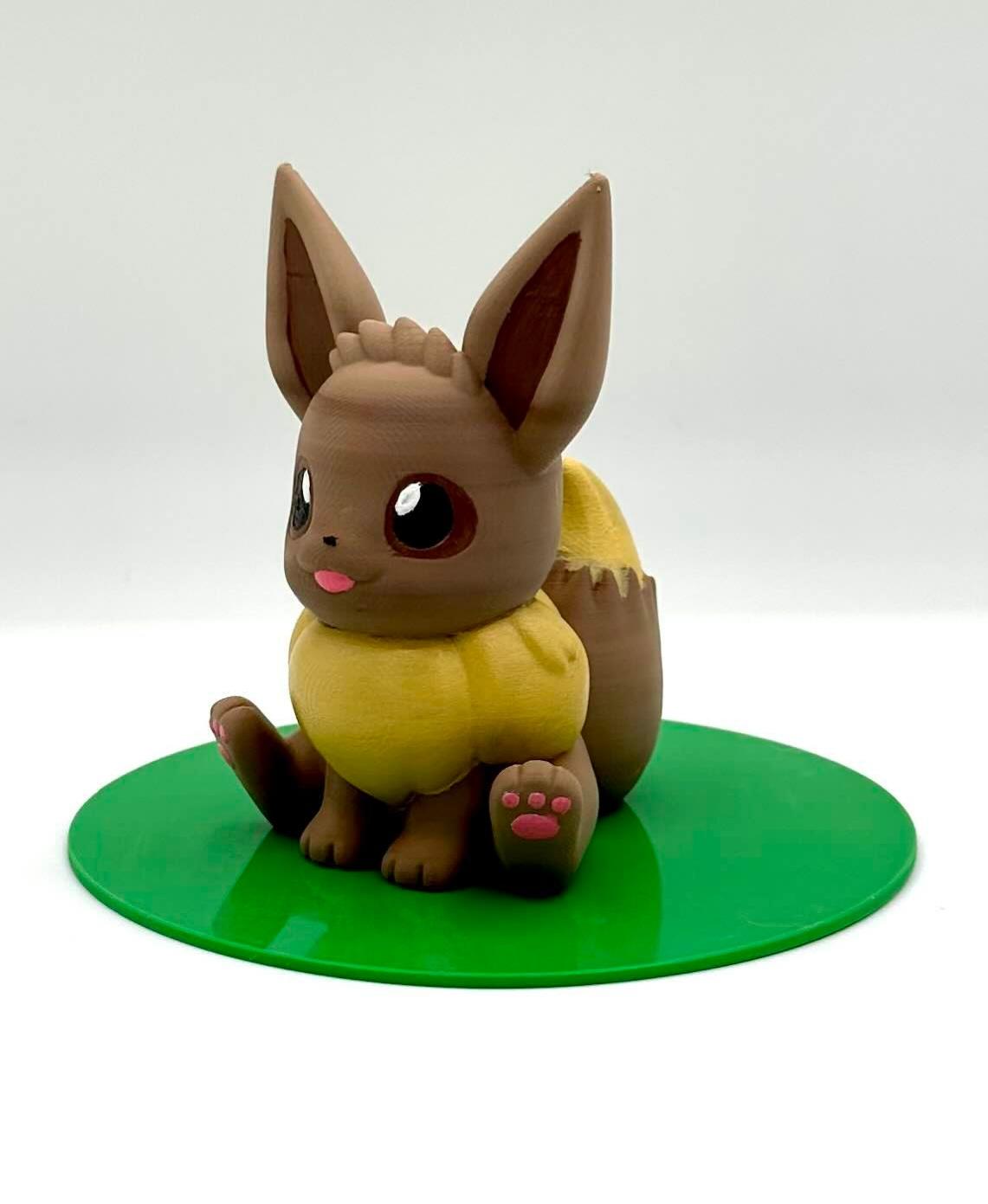 Eevee (Easy Print No Supports) - Printed using Inland Wood Rainbow PLA and hand painted - 3d model