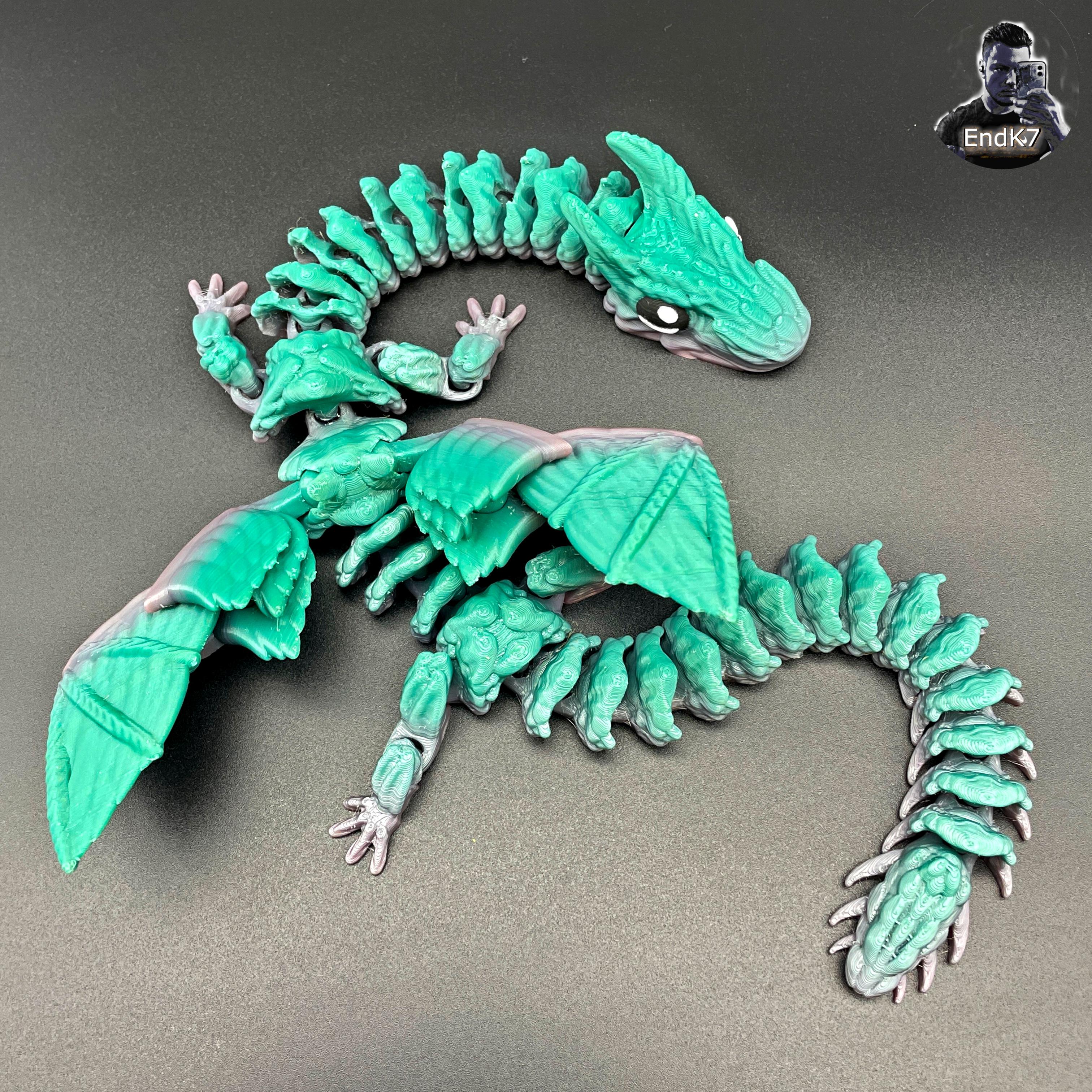 Big Grass Dragon - Winged  - Articulated - Flexi - Print in Place - No Supports - Fantasy 3d model