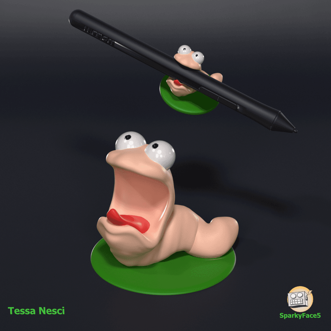 Screaming worm Stylus holder 3d model