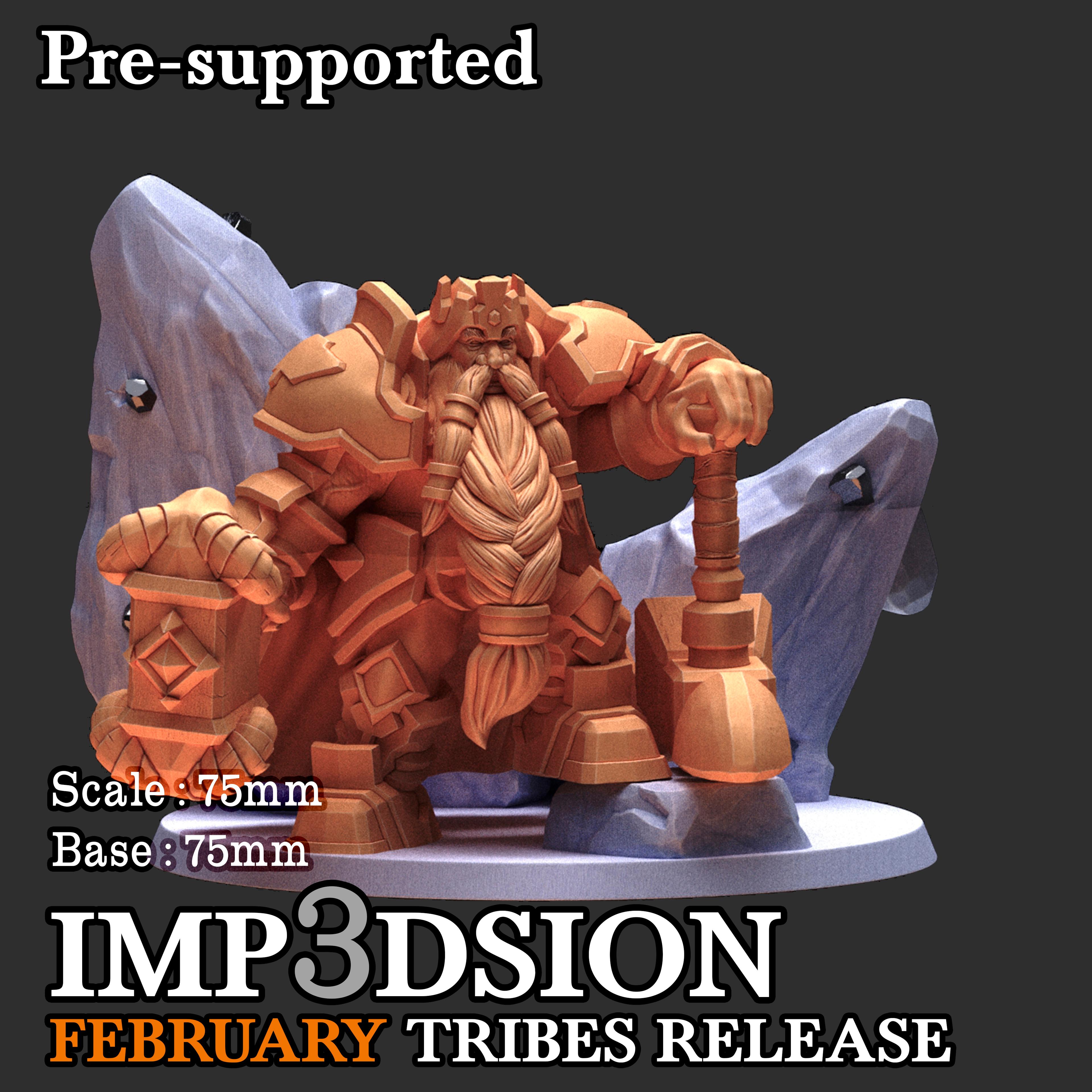 Dwarf king, 75mm scale miniature 3d model