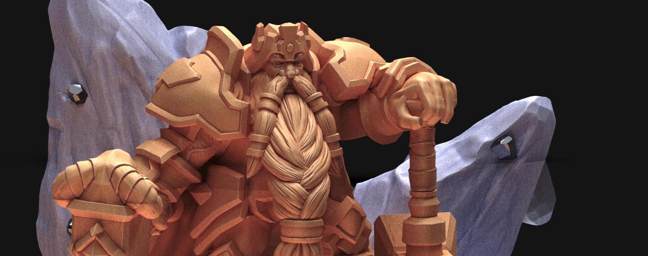 Dwarf king, 75mm scale miniature 3d model