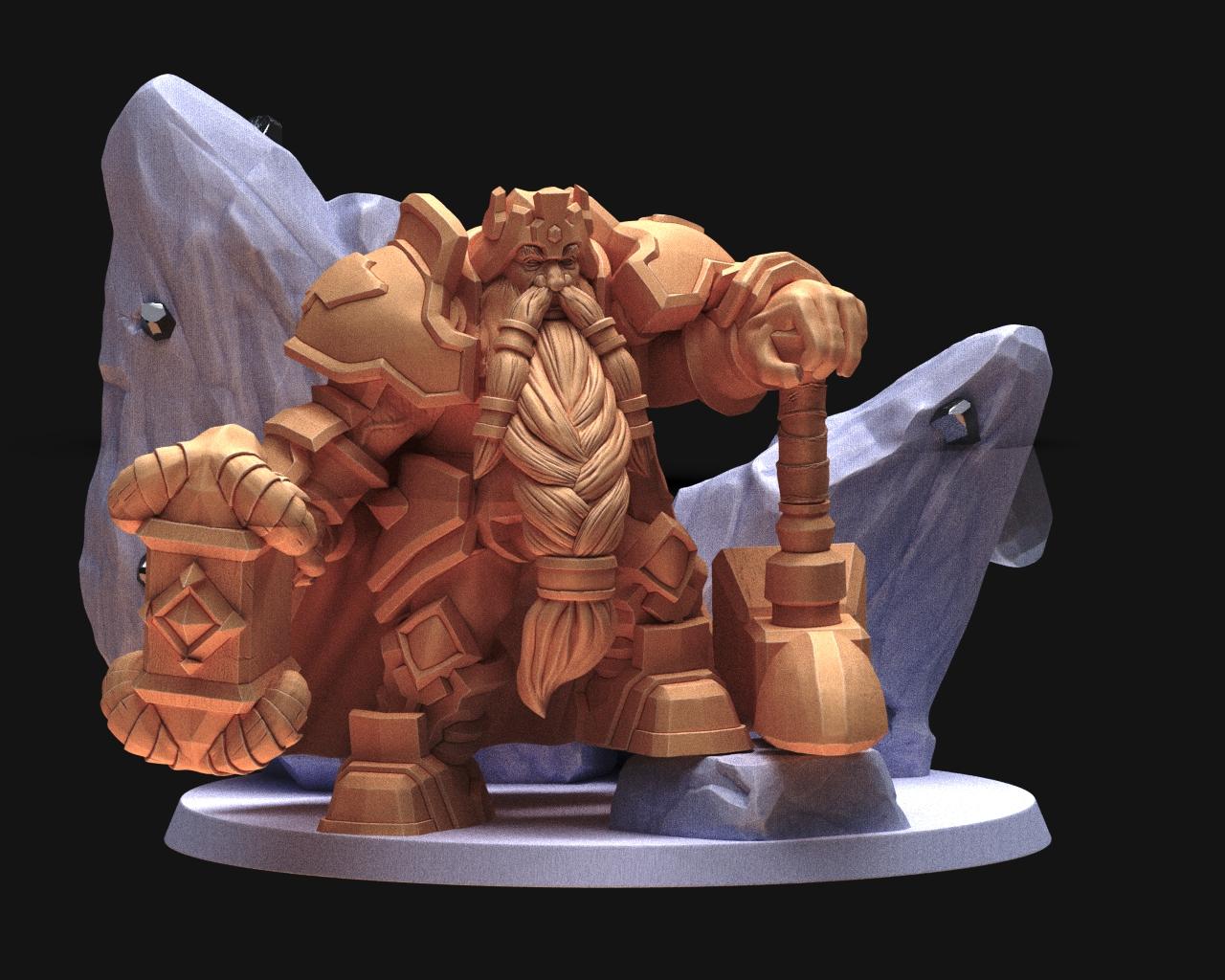 Dwarf king, 75mm scale miniature 3d model