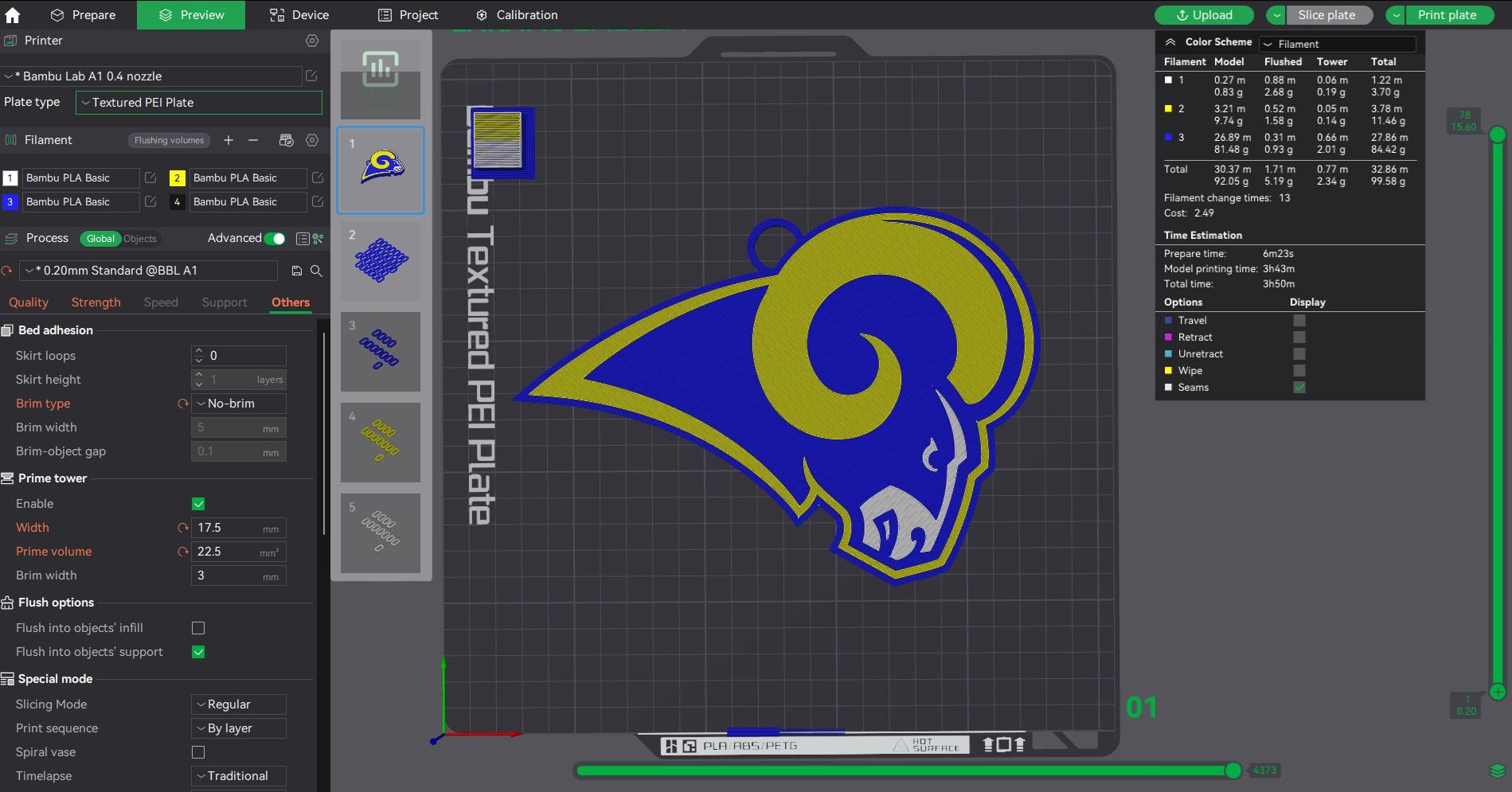 Los Angeles Rams Old Logo Big Emblem 3d model