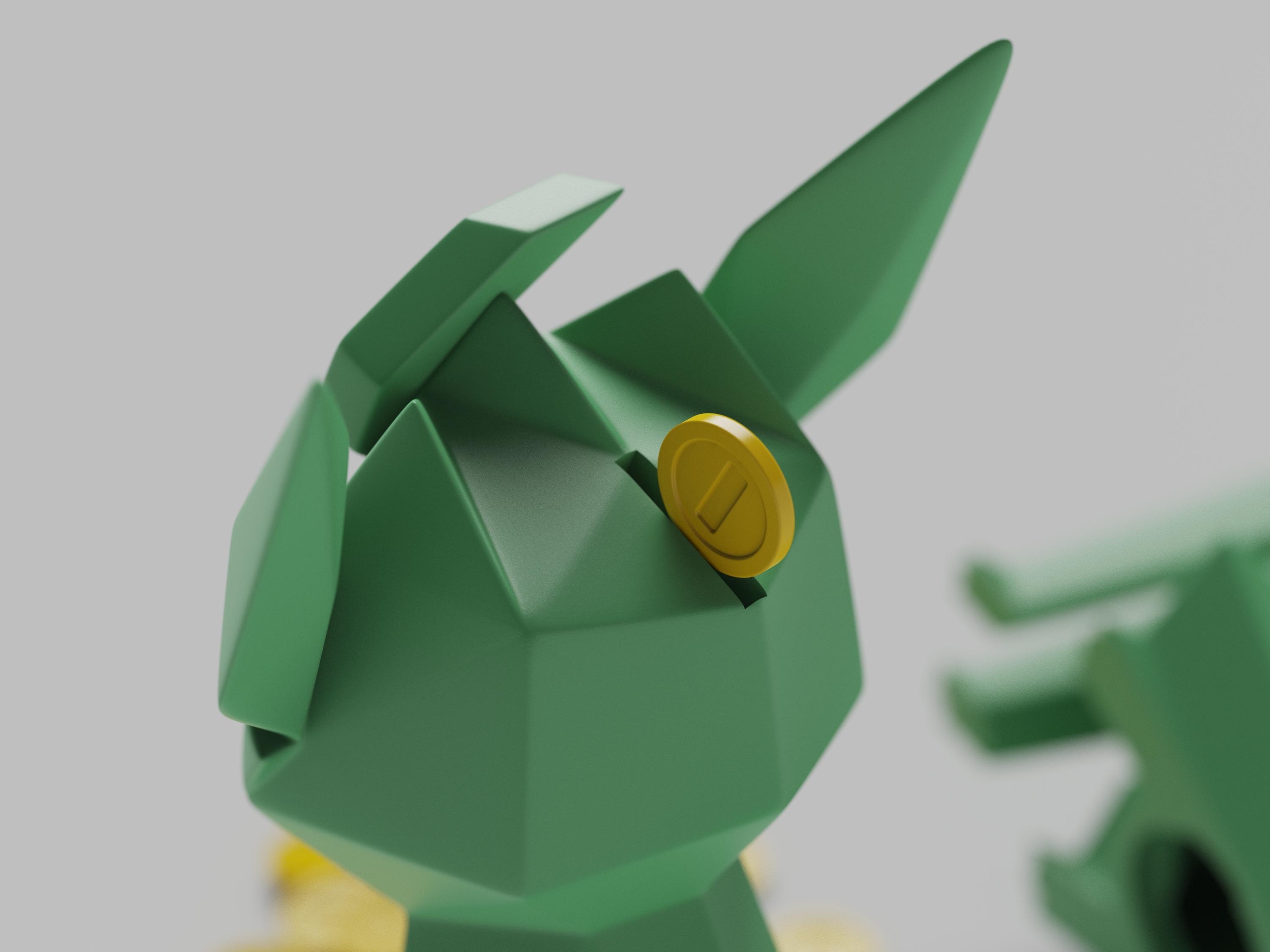 Low-poly Leafeon - Piggy Bank 3d model