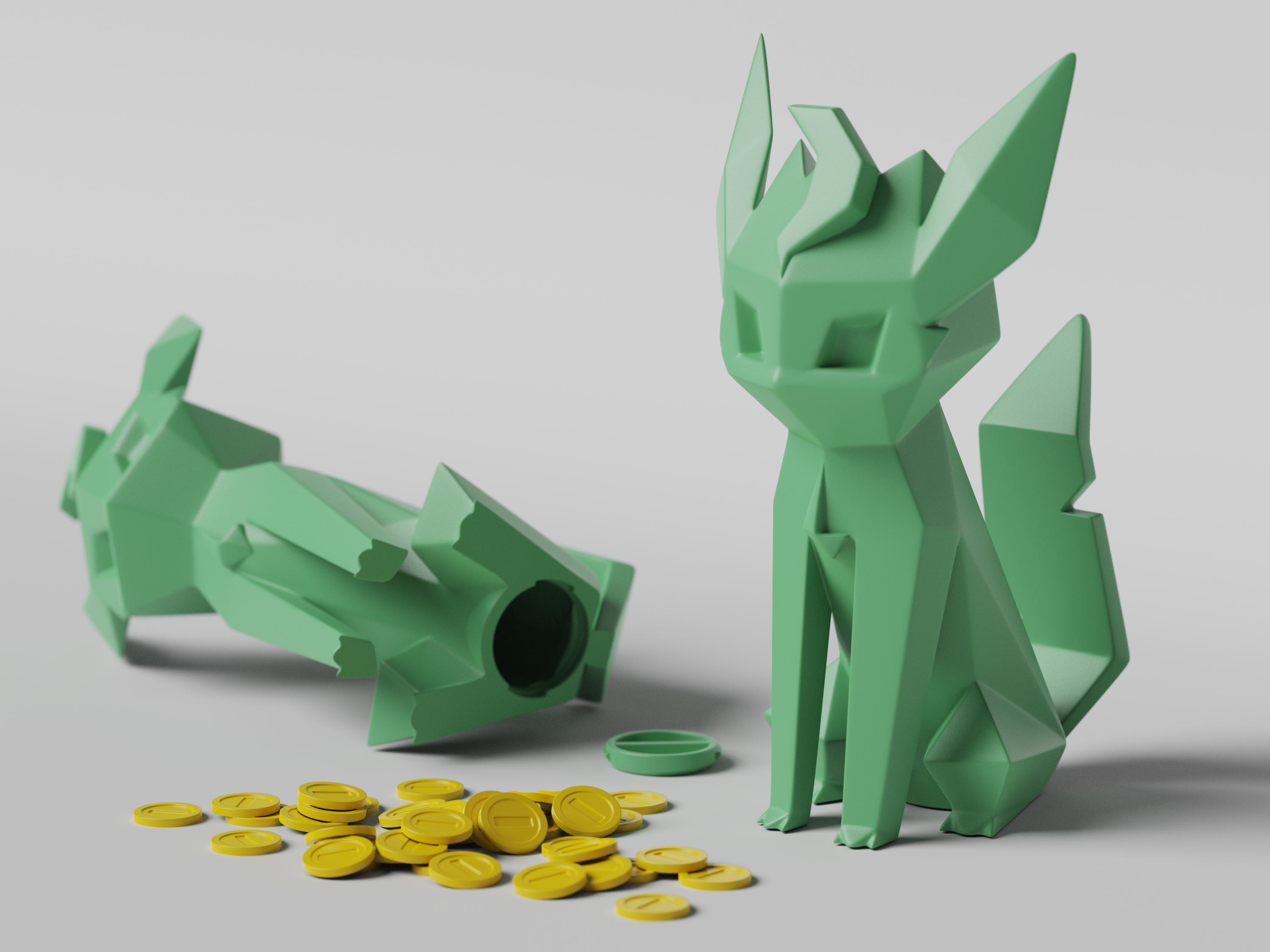 Low-poly Leafeon - Piggy Bank 3d model