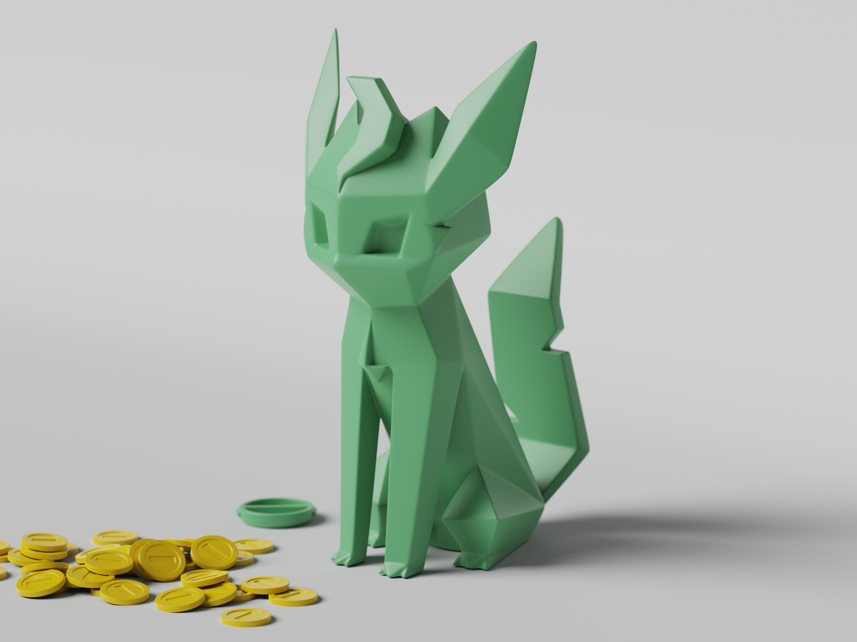 Low-poly Leafeon - Piggy Bank 3d model