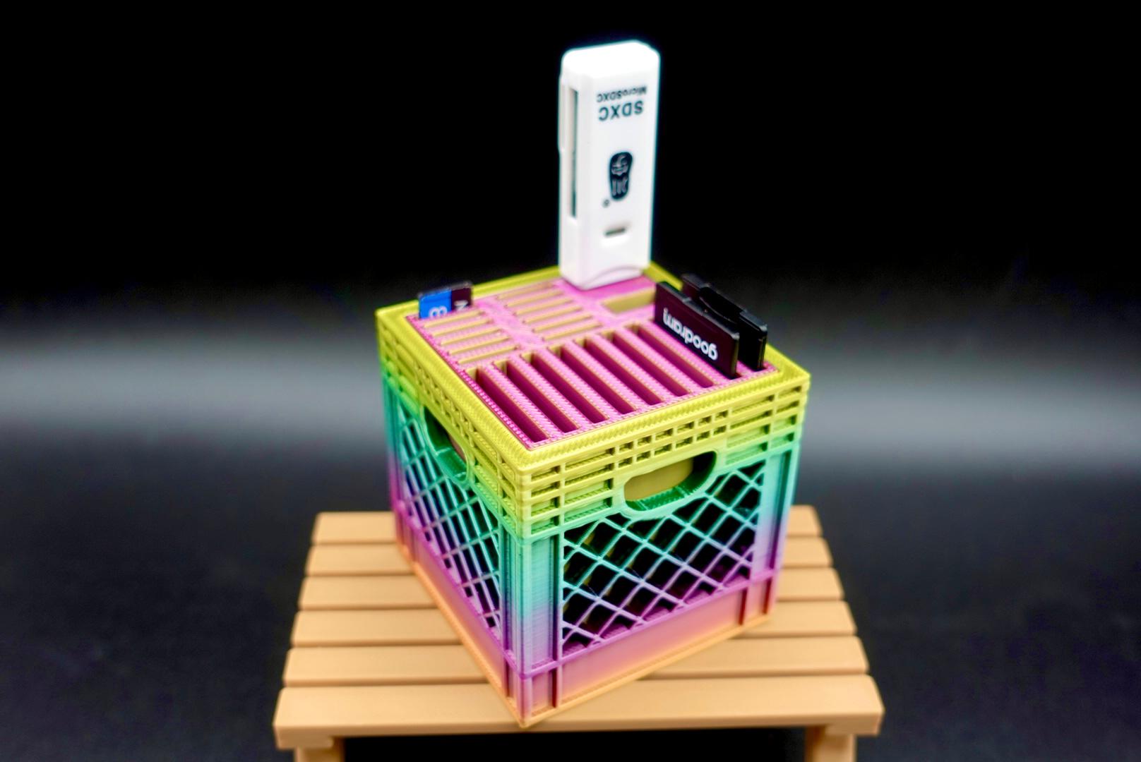 Micro SD / SD / USB Holder (75% Scale Mini Crate) 3d model