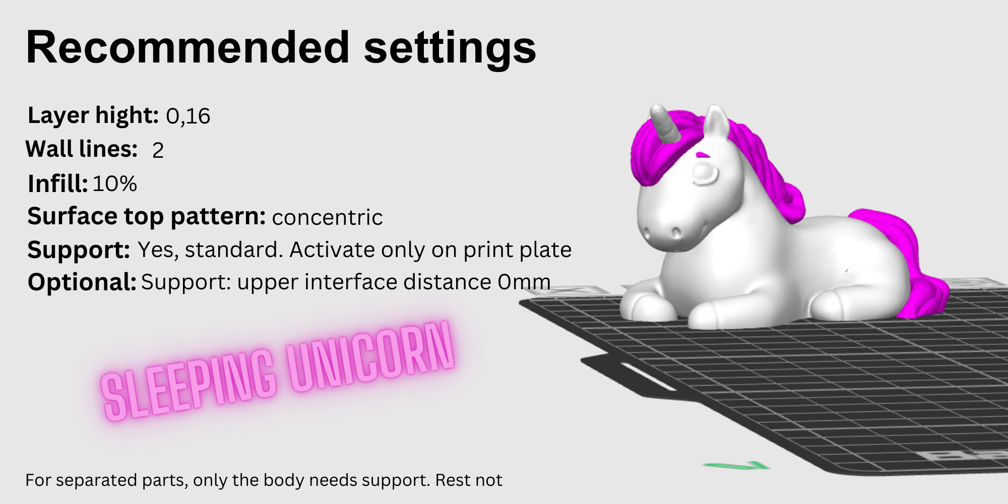 Sleeping unicorn + articulated 3d model