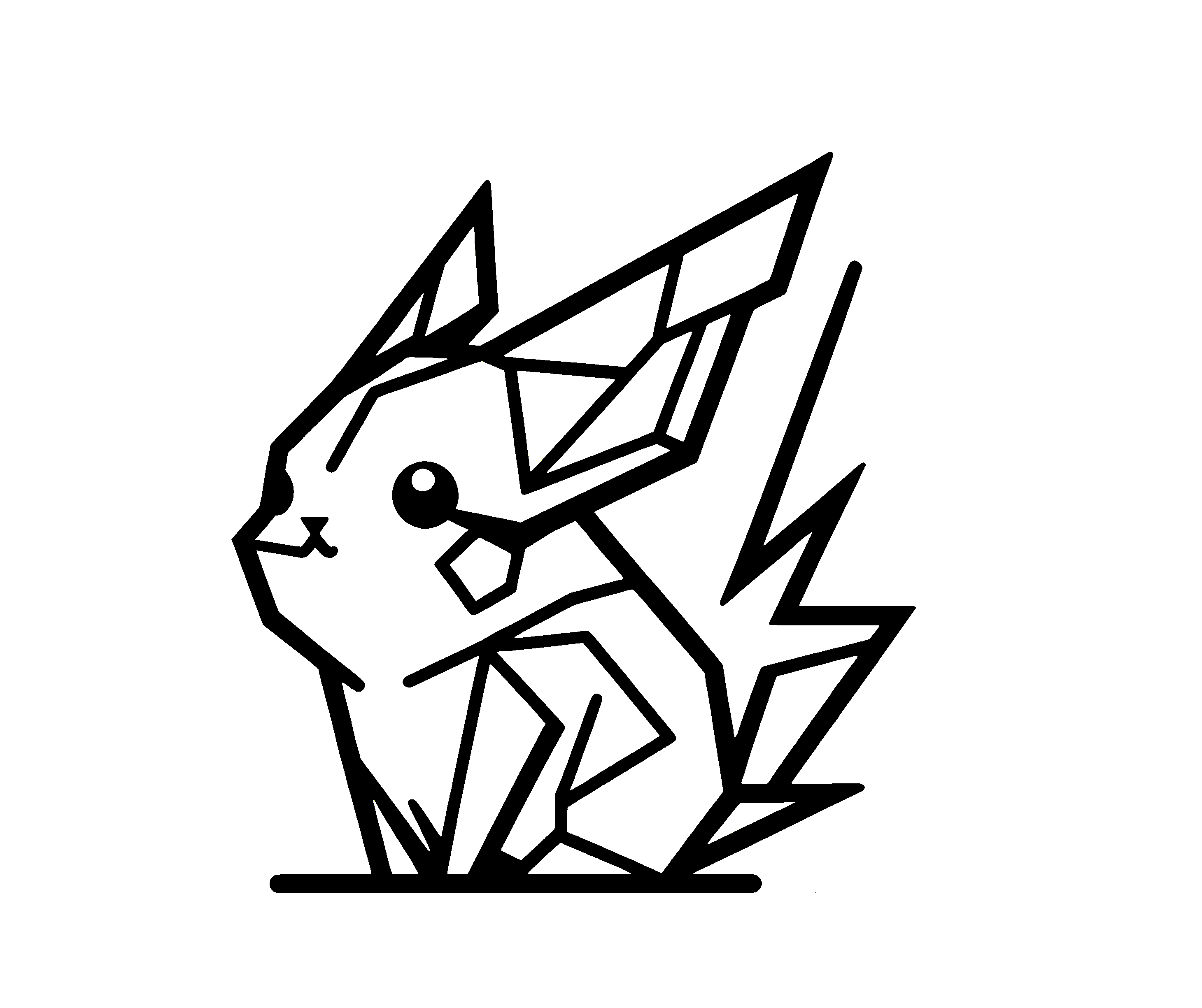 Geometric Pikachu wallart 2D 3d model