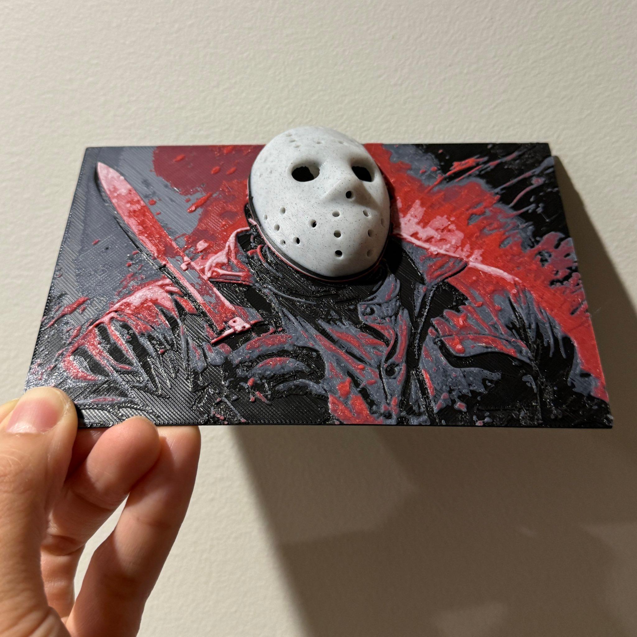 Friday the 13th Jason with Pop-Out Mask - Hueforge Print 3d model