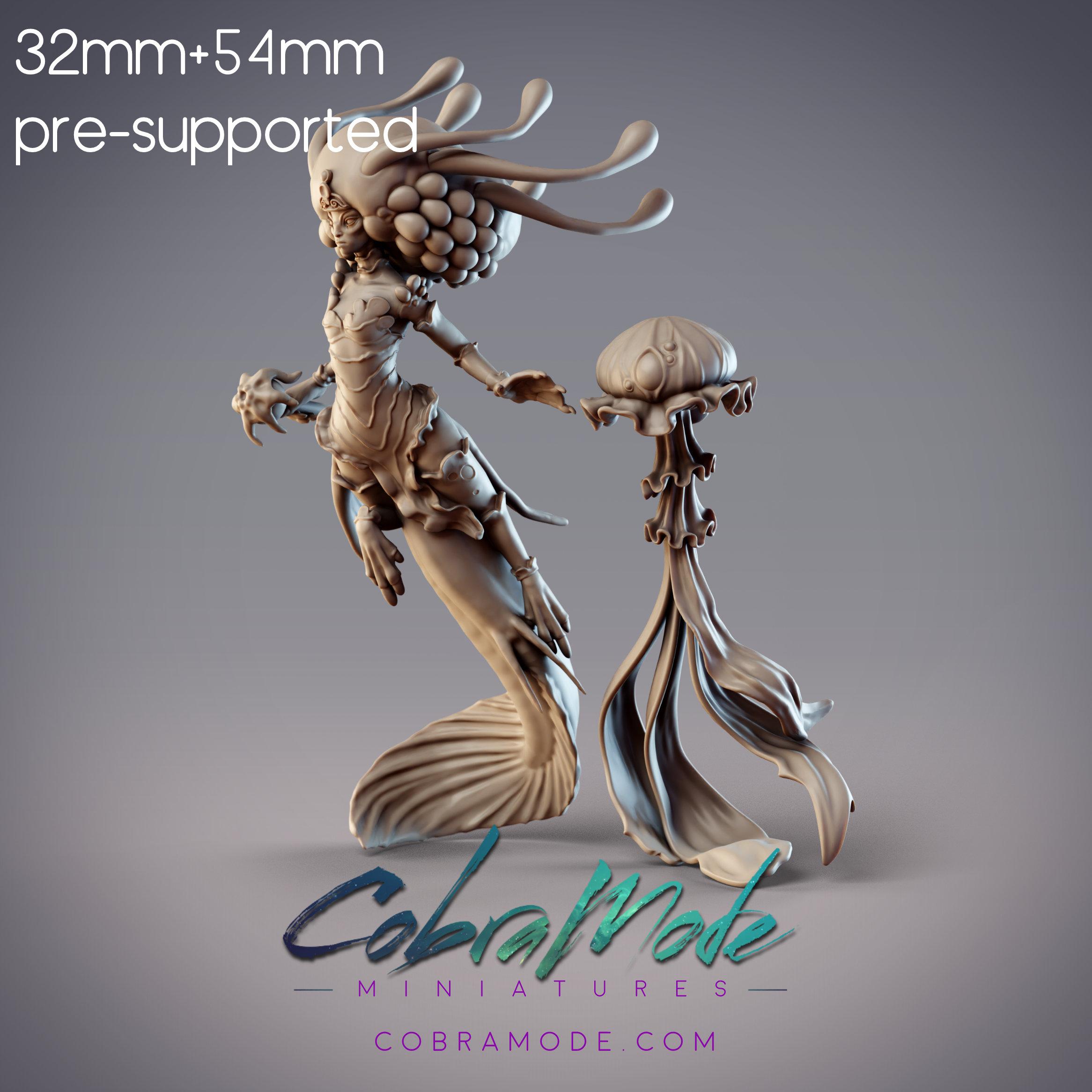 Mermaid Caster - Melusine, Lemurian Jellyfish Mage (Pre-Supported) 3d model