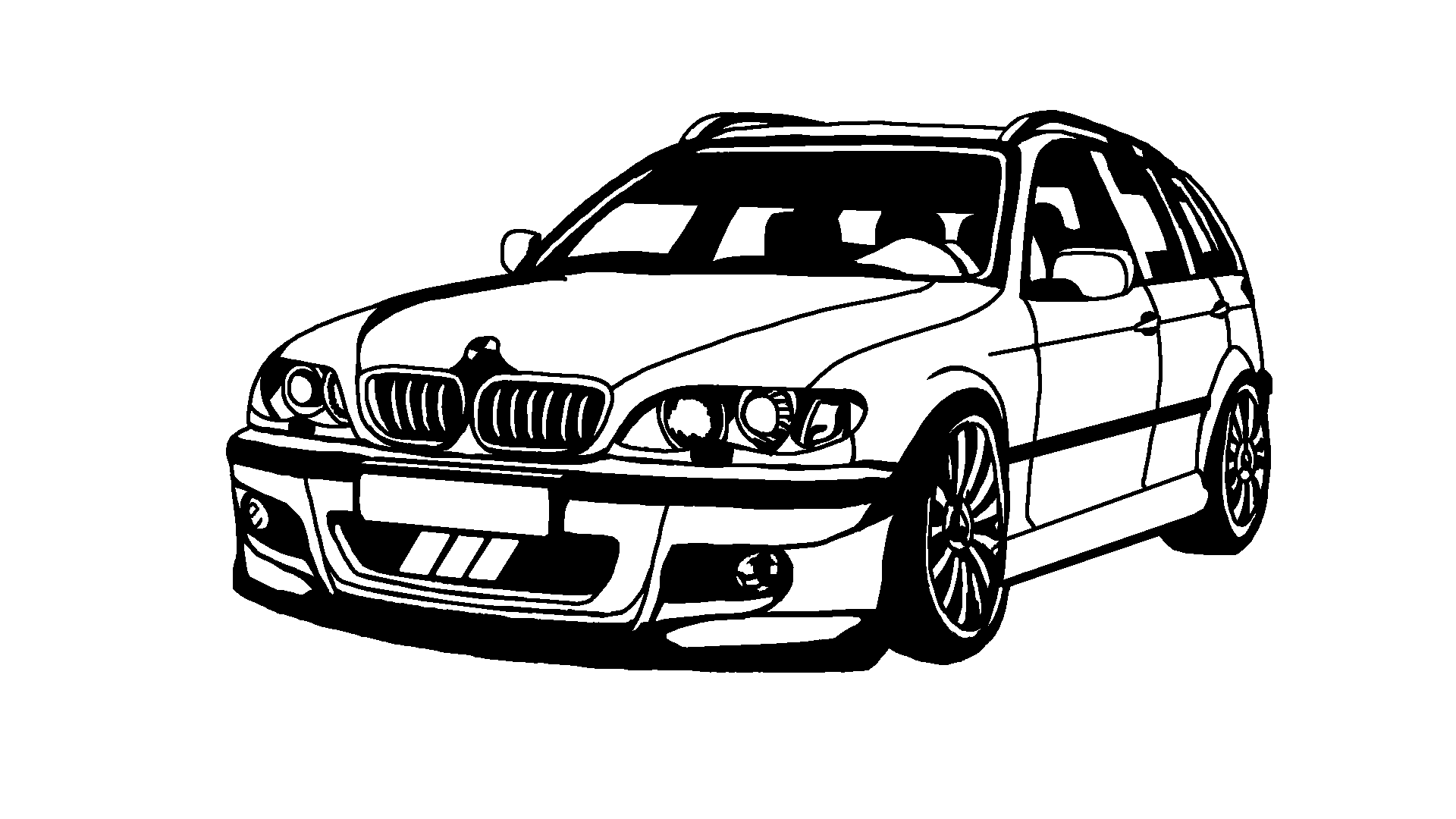 Bmw e46 touring 2d wallart, silhouette 3d model