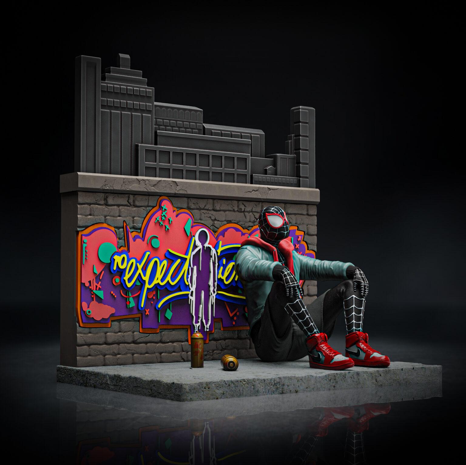 Miles Morales Diorama (Pre-Supported) 3d model