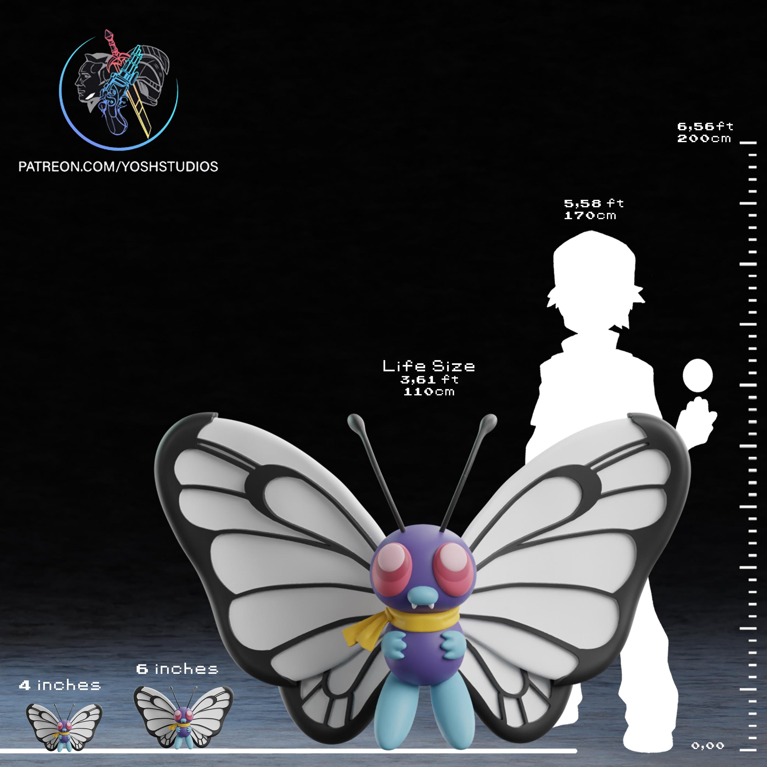 Life Size Butterfree 3D Printer STL File 3d model