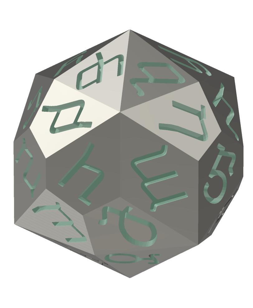 Nuskhuri Alphabet d33 Polyhedral Die (Old Georgian) 3d model