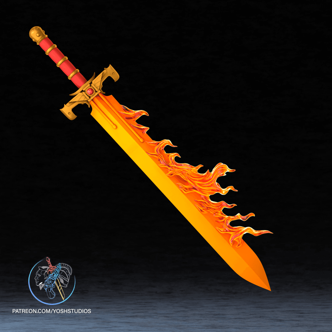 40K Flaming Sword 3D Printer File STL 3d model