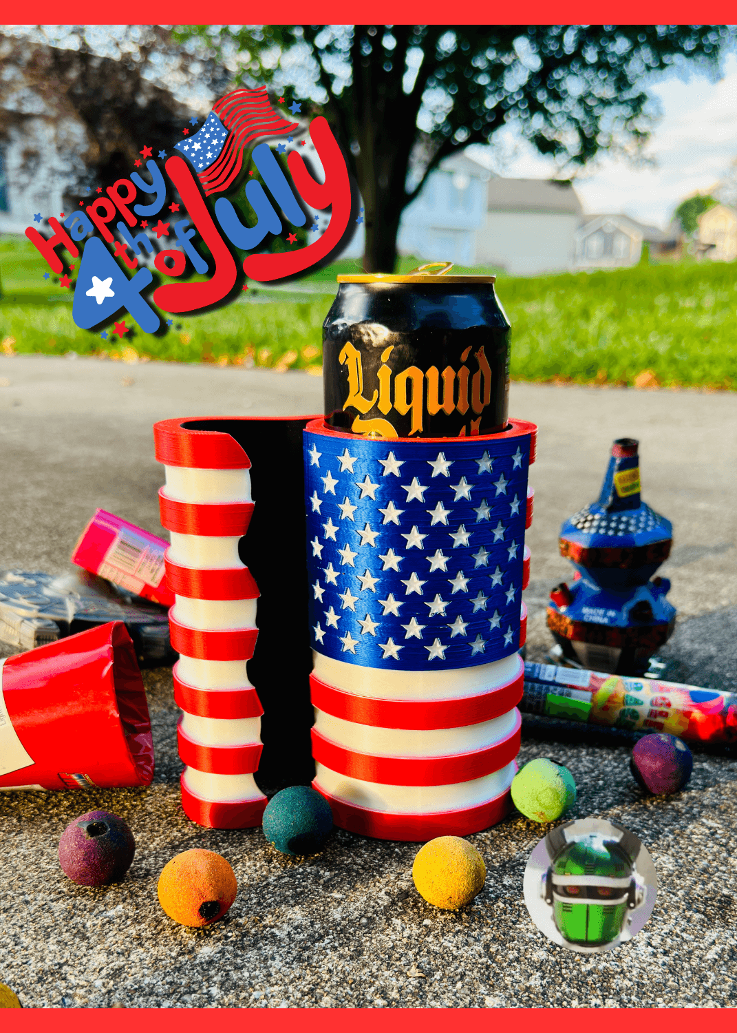 Flag Can Holder - The Red, White, and Blue! Happy 4th - 3d model