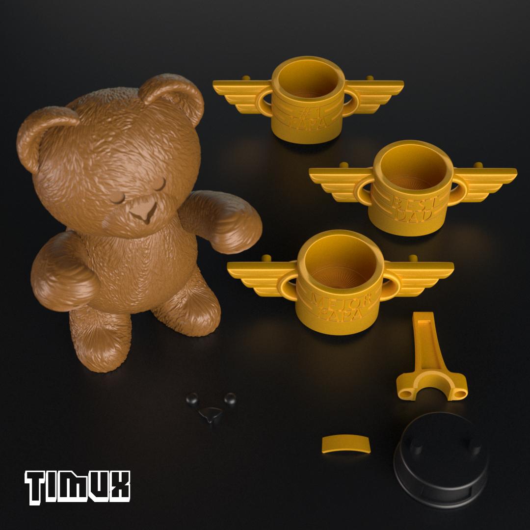 TEDDY BEAR WITH A PISTON CUP 3d model