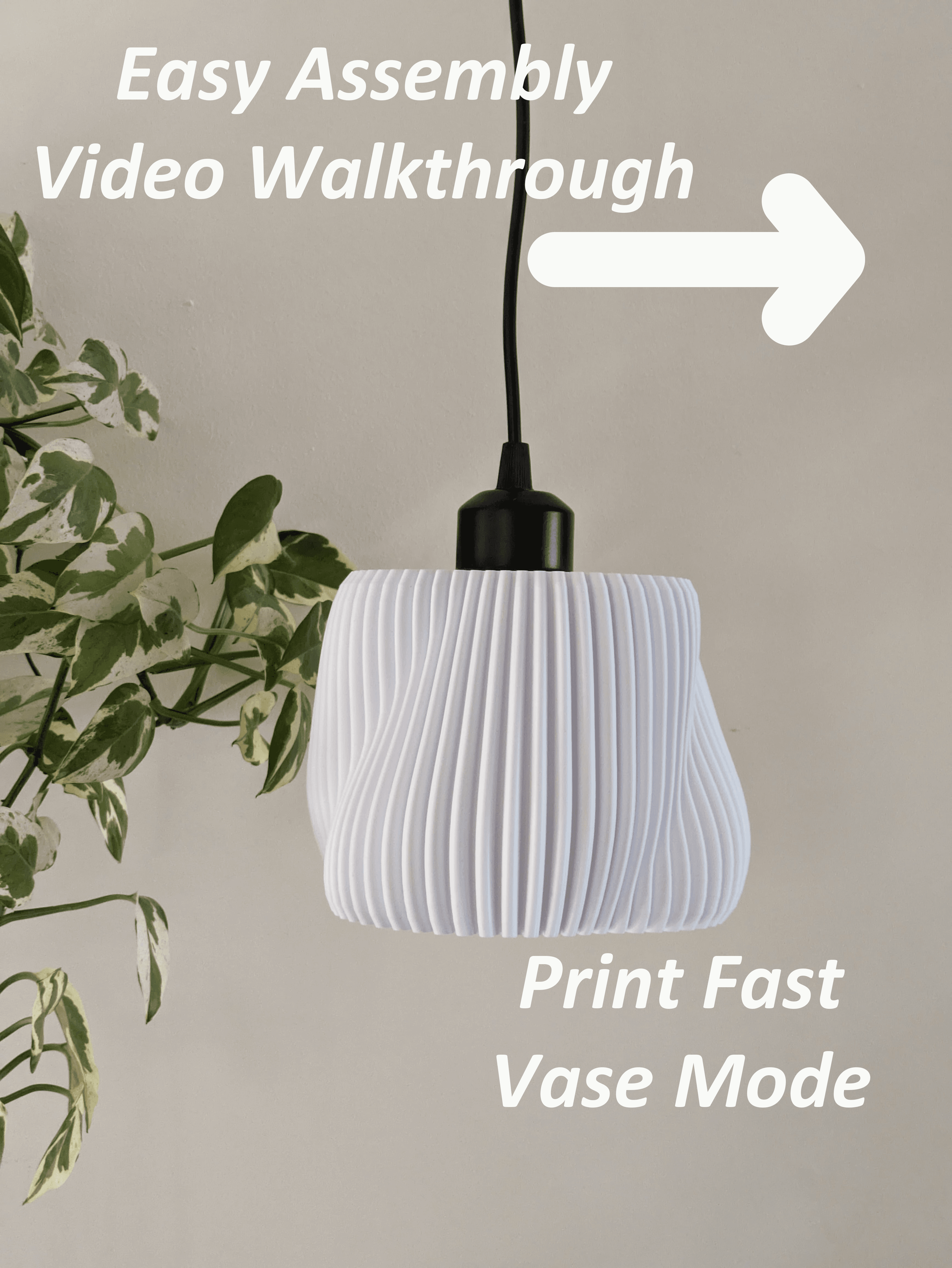 The Trysta - Vase Mode Pendant Light with Bambu 3MF 3d model