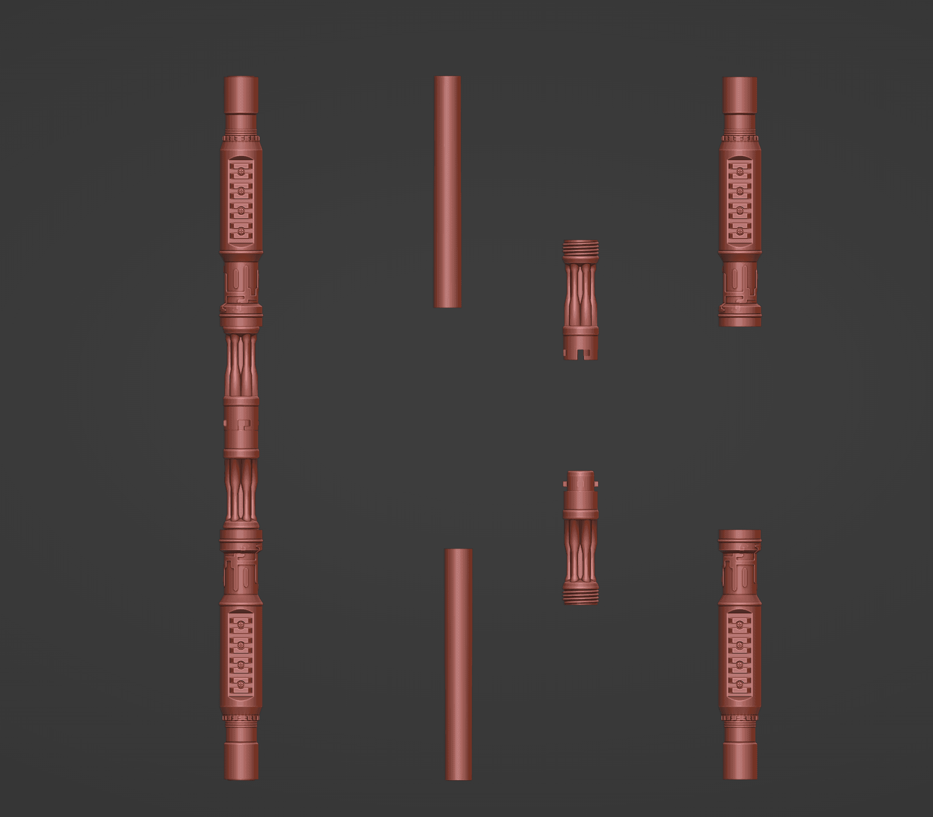 Print in Place Connecting Double Lightsaber Concept 6 3d model