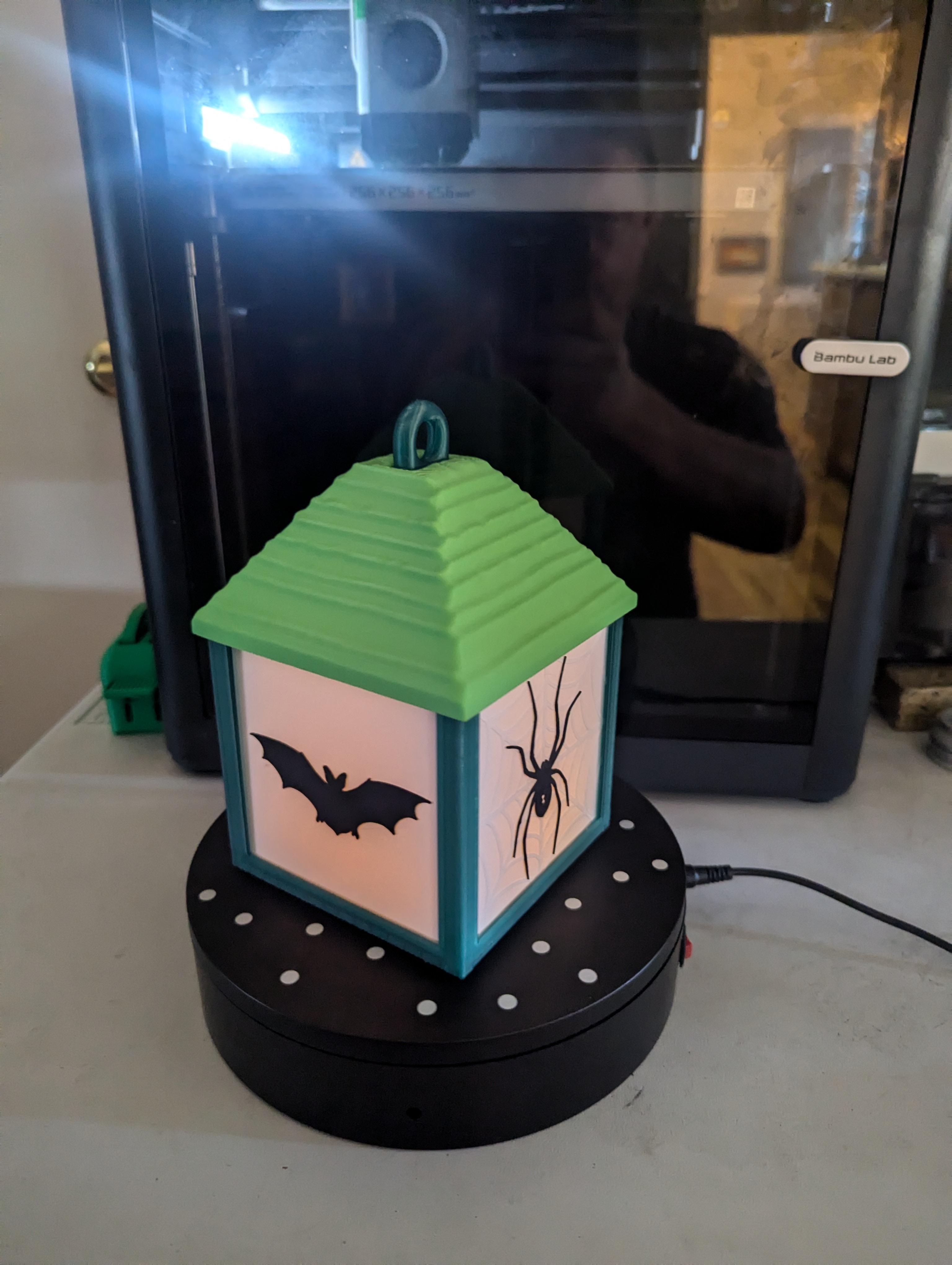 Spooky Lantern - Came out looking great. I used inland green and neon green for the body and top. Inland black and white for the panes. - 3d model