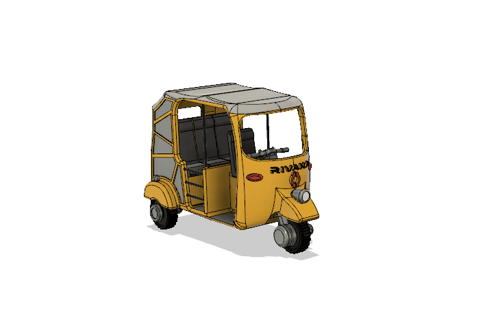 Yellow Tuk-Tuk/ Auto Rickshaw with Movements 3d model