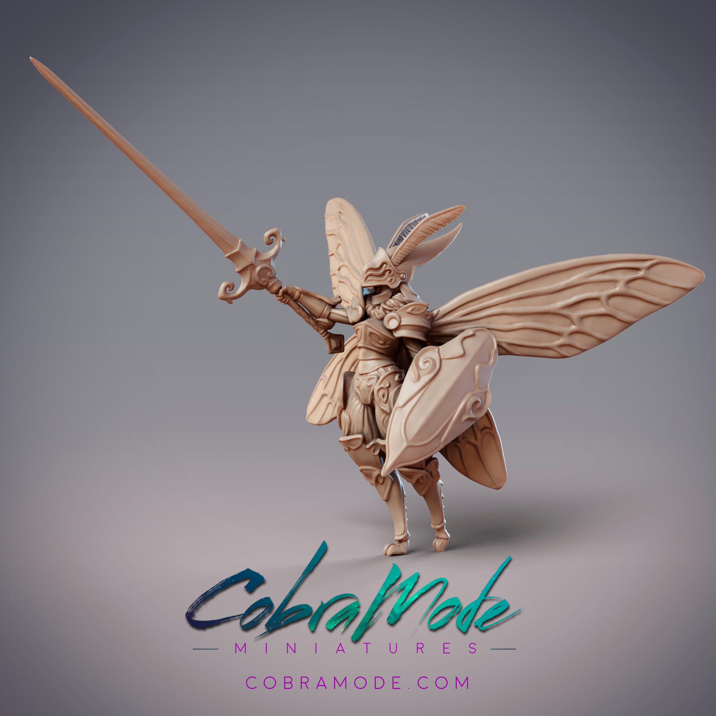 Mothfolk Knight - Neria, Noctuoidea Decertator - 2 Poses (Pre-Supported) 3d model