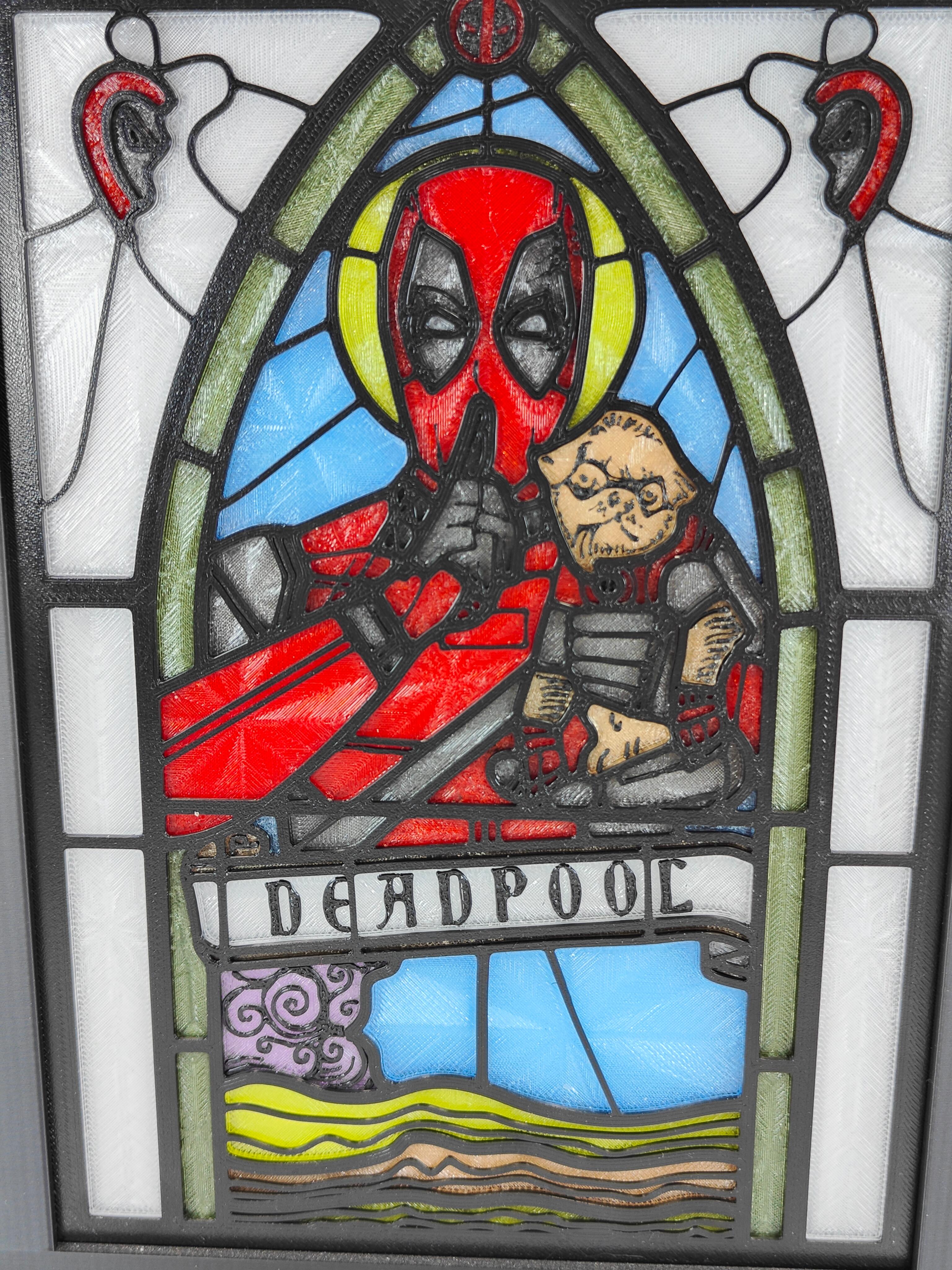 Deadpool Stained Glass Light Box 3d model