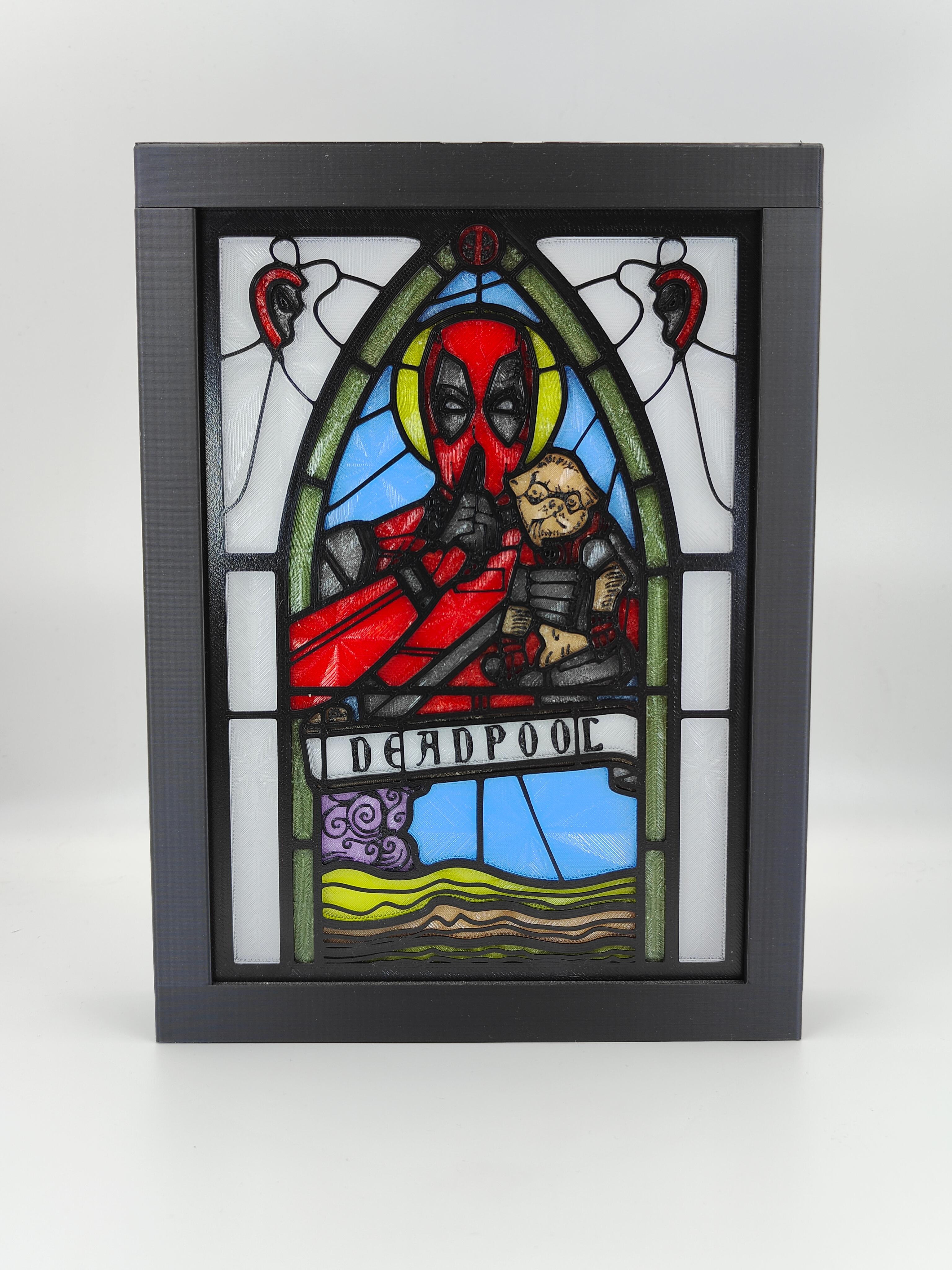 Deadpool Stained Glass Light Box 3d model