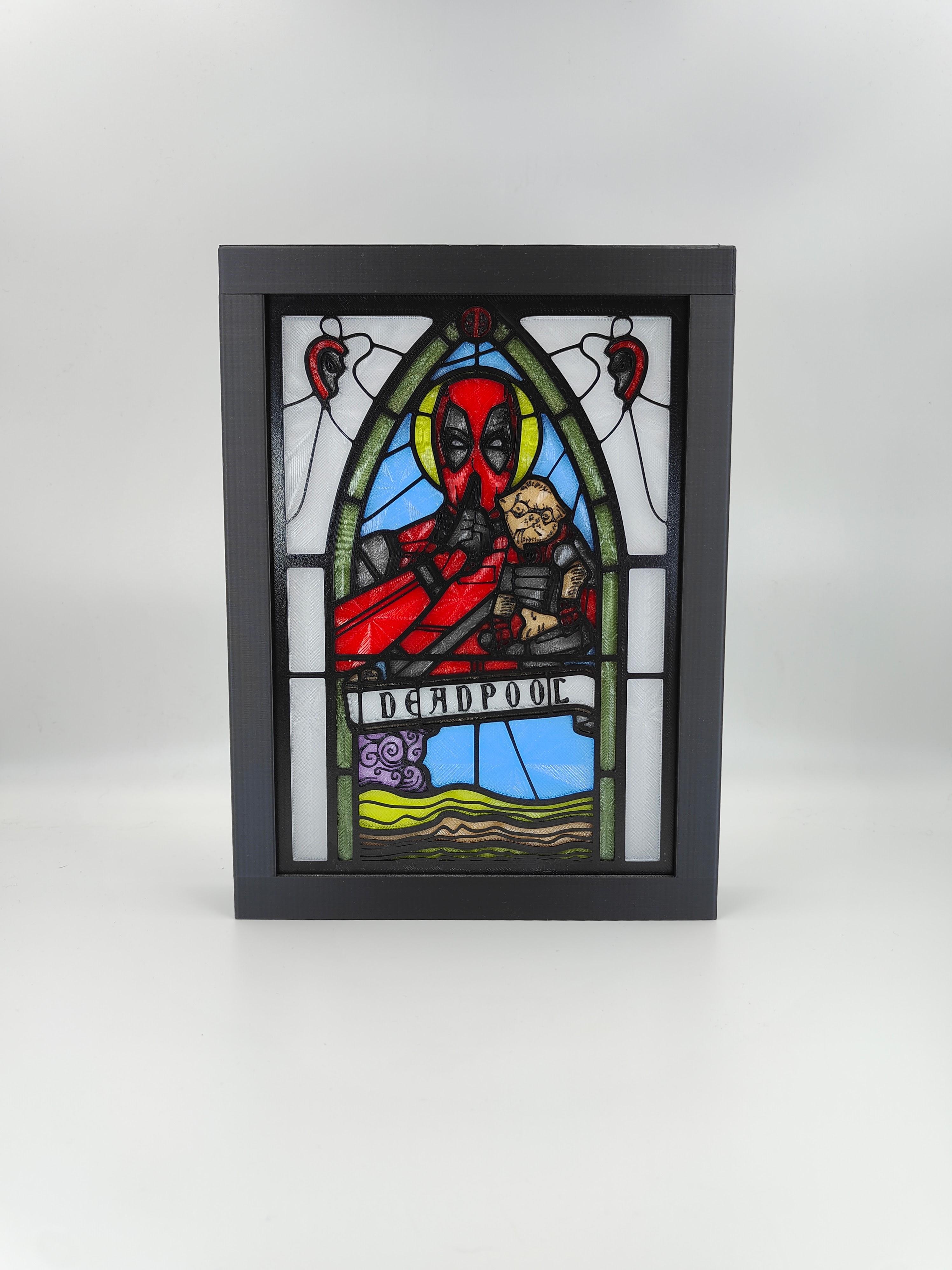 Deadpool Stained Glass Light Box 3d model