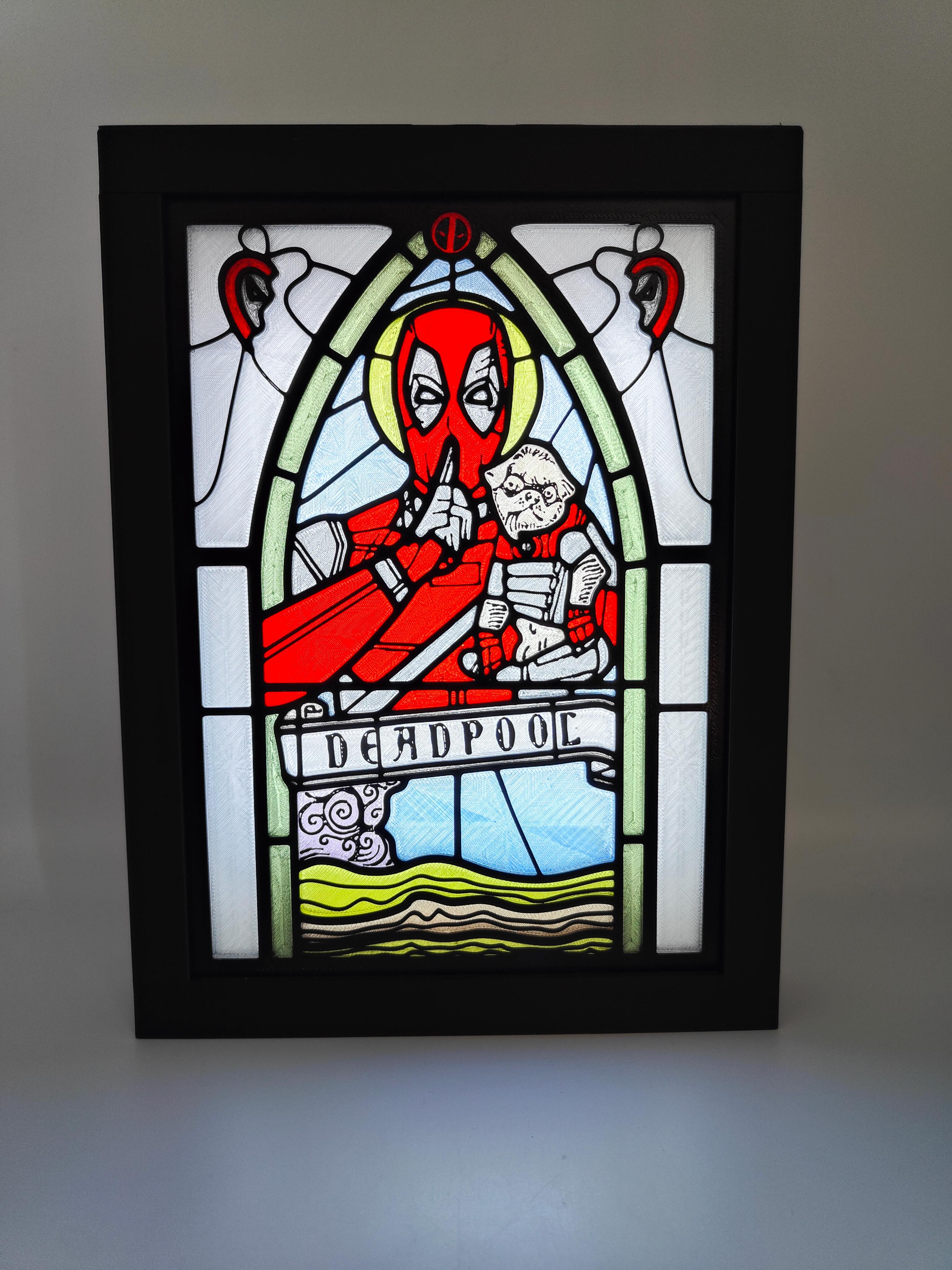 Deadpool Stained Glass Light Box 3d model