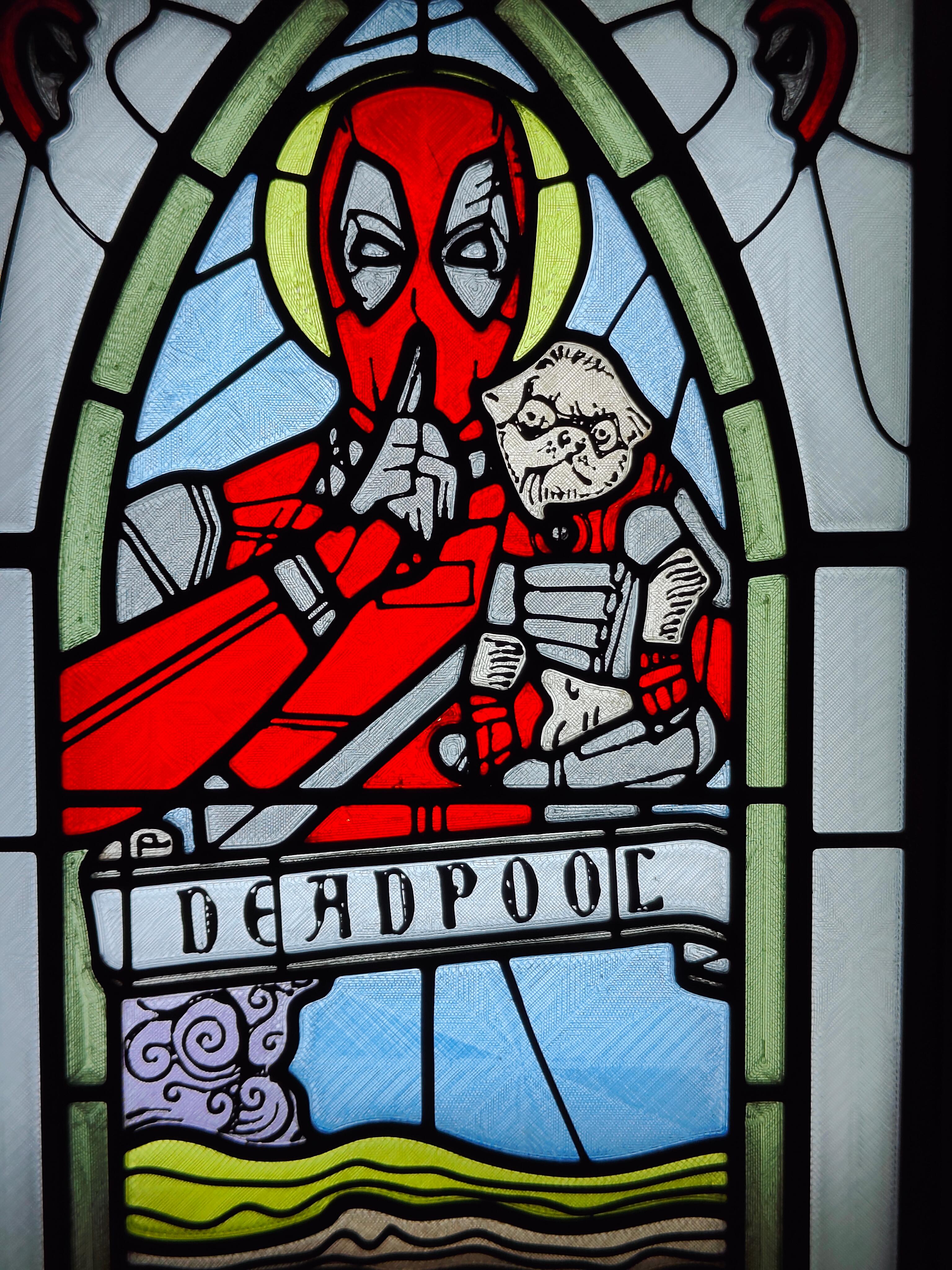 Deadpool Stained Glass Light Box 3d model