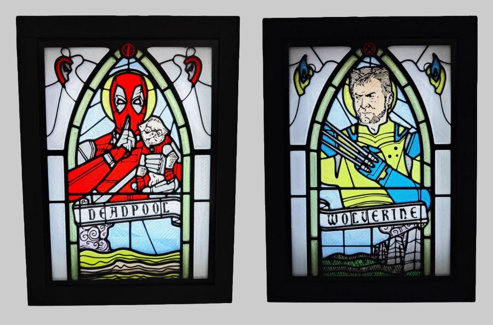 Deadpool Stained Glass Light Box 3d model