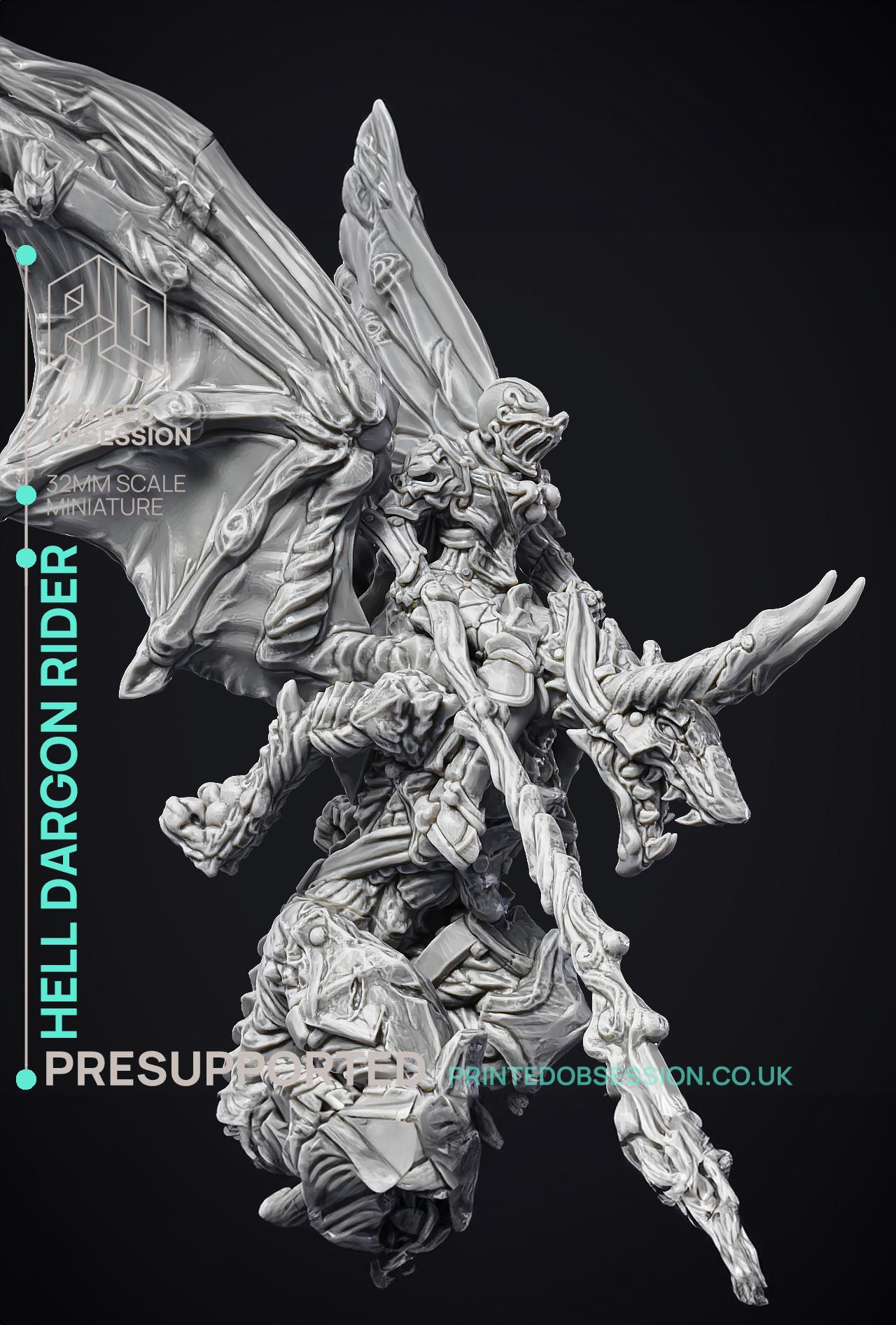 Dragon Rider - Large Dragon - PRESUPPORTED - Hell Hath No Fury - 32mm Scale 3d model