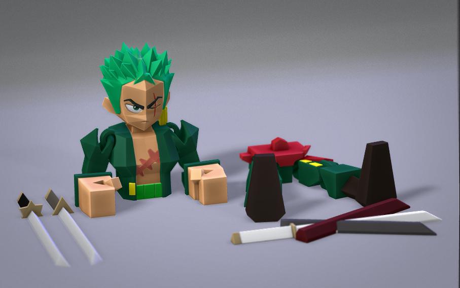 Low Poly Flexi Zoro  3d model