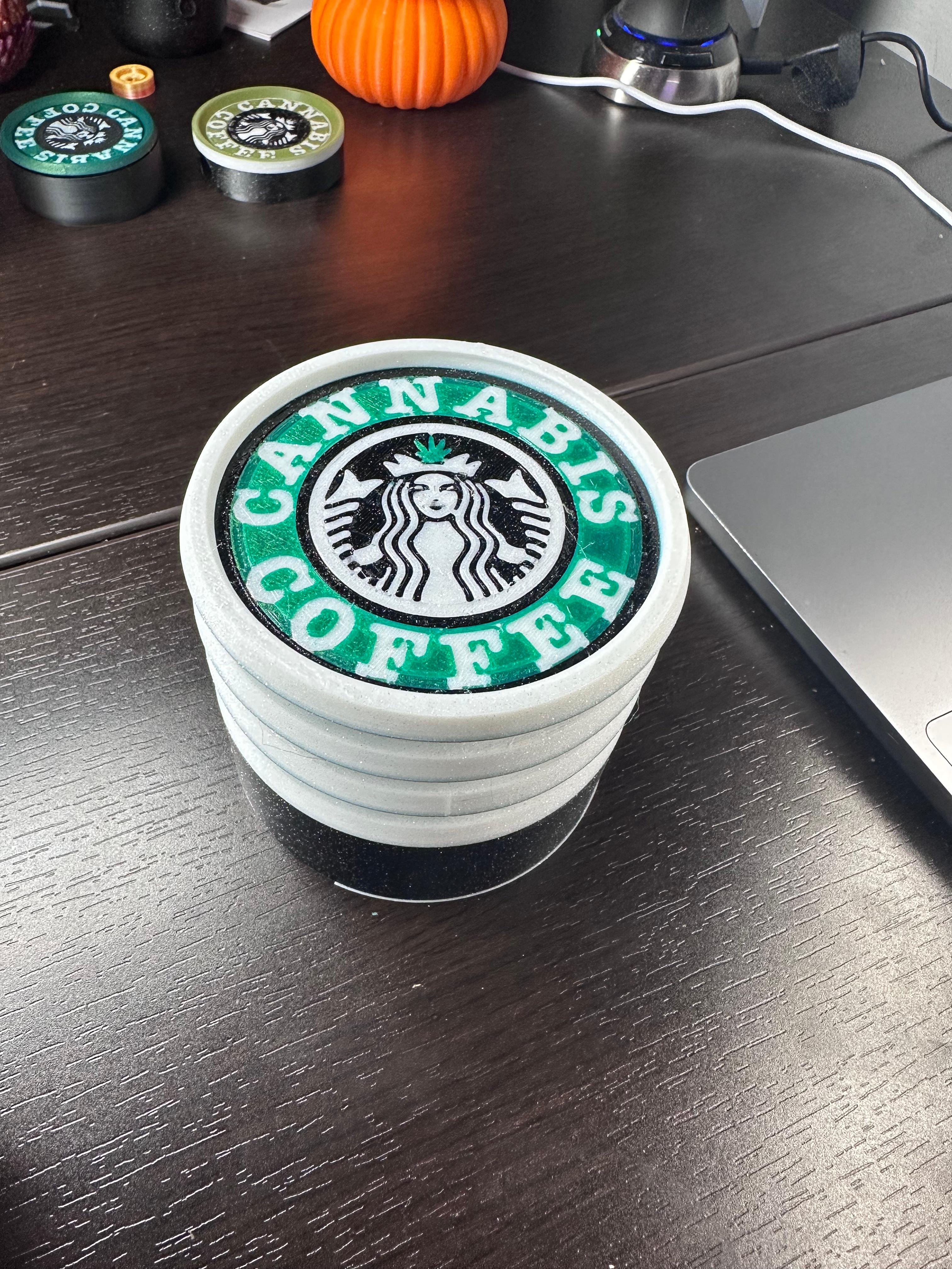 Cannab*s & Coffee - Coaster, Stash, Set. Threaded and stackable  3d model