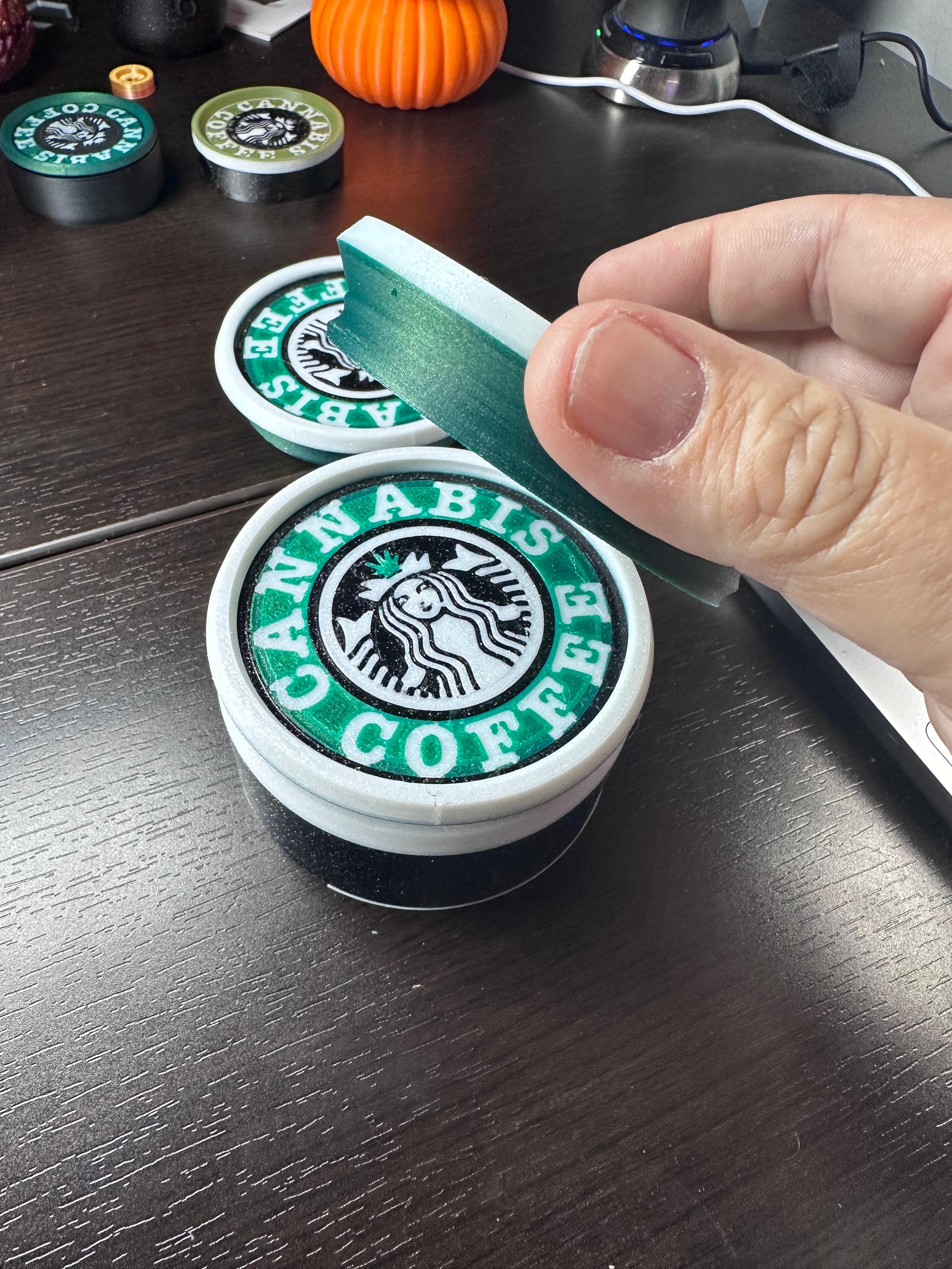 Cannab*s & Coffee - Coaster, Stash, Set. Threaded and stackable  3d model