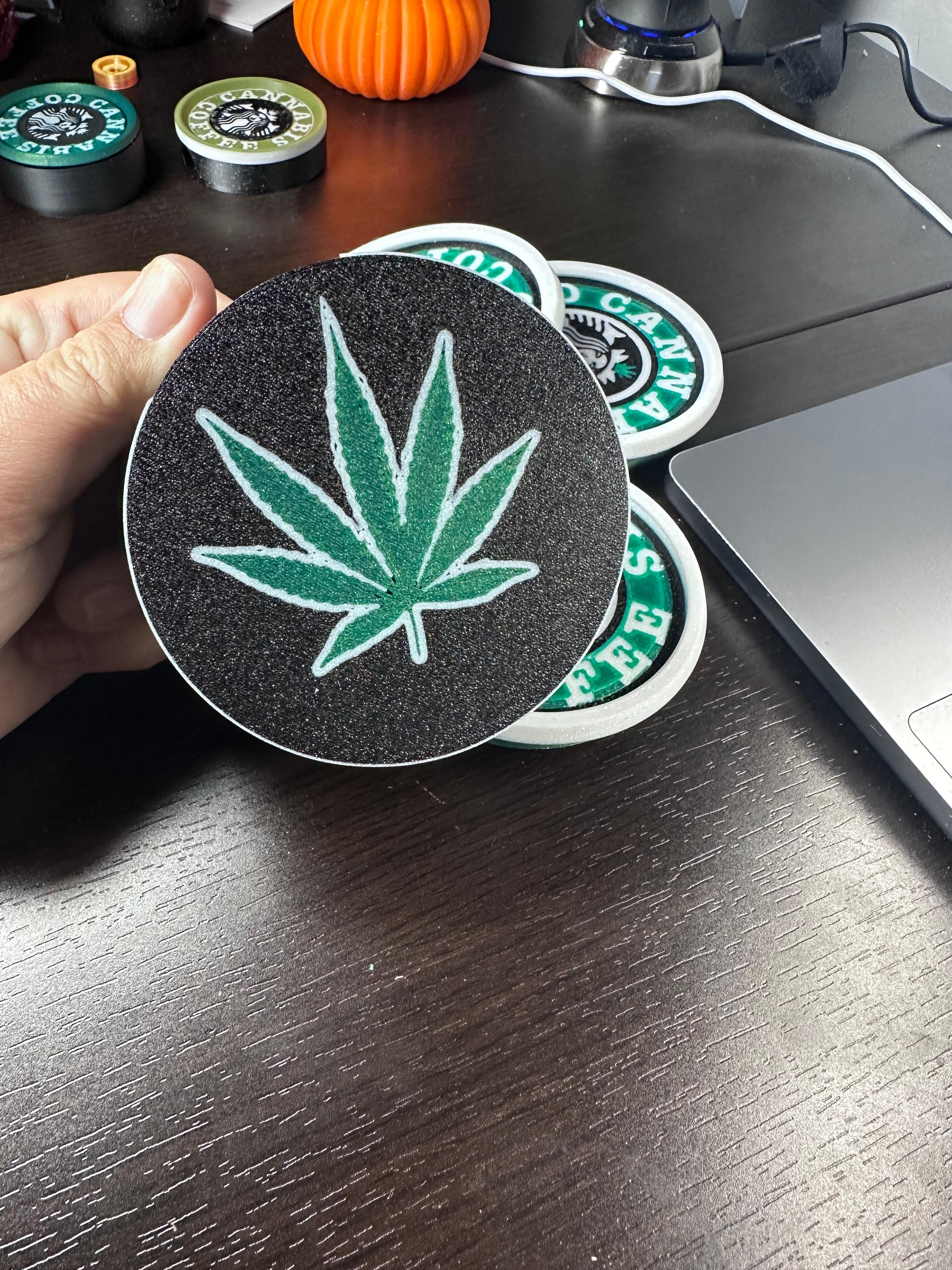 Cannab*s & Coffee - Coaster, Stash, Set. Threaded and stackable  3d model