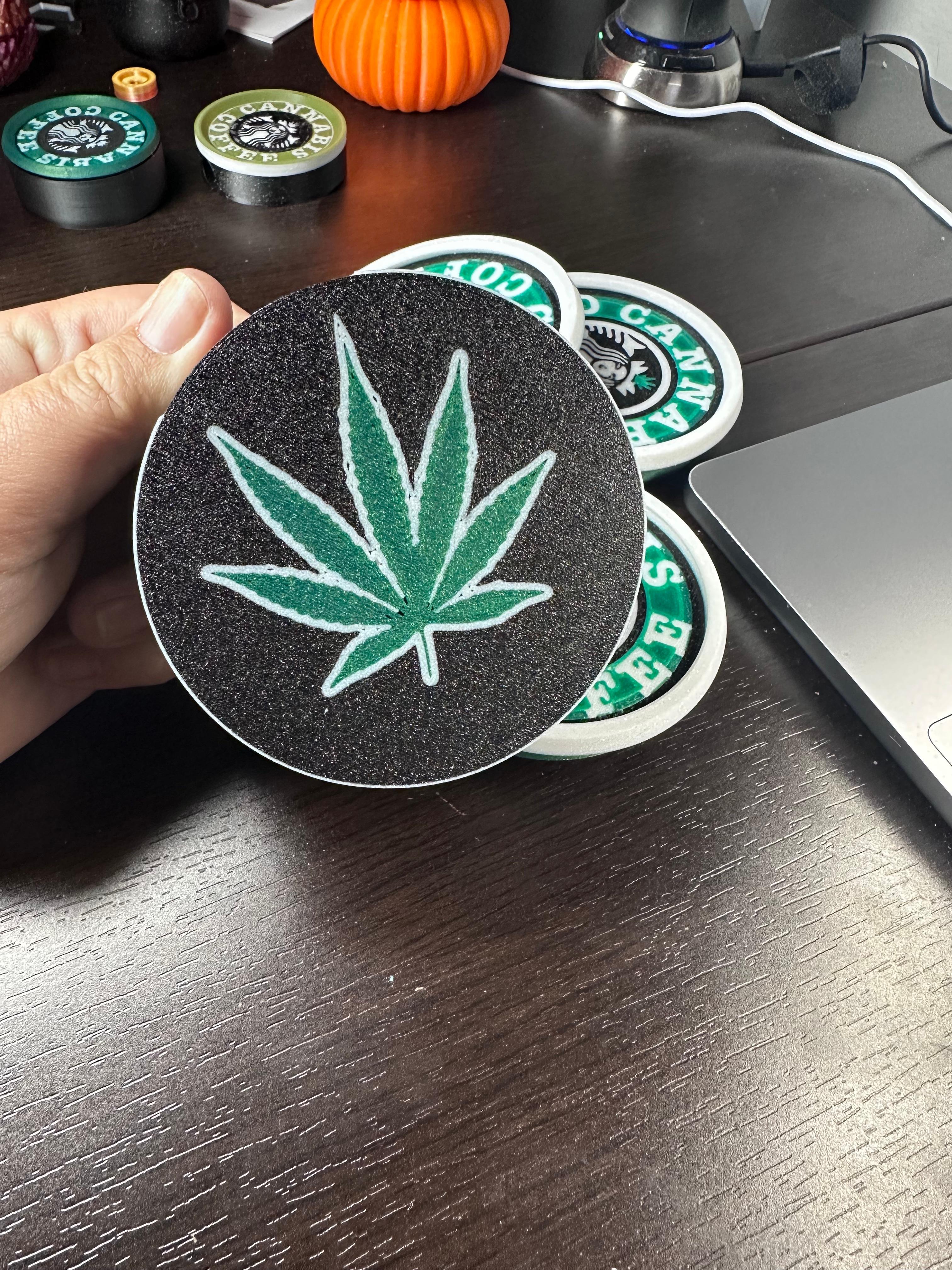 Cannab*s & Coffee - Coaster, Stash, Set. Threaded and stackable  3d model